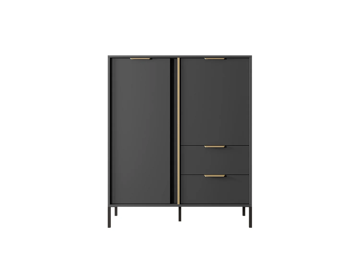 Commode LARS 2D3S 104x40x124 Noir & Doré