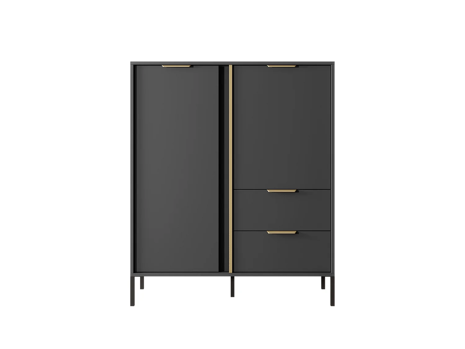 Kommode LARS 2D3S 104x40x124 Schwarz & Golden