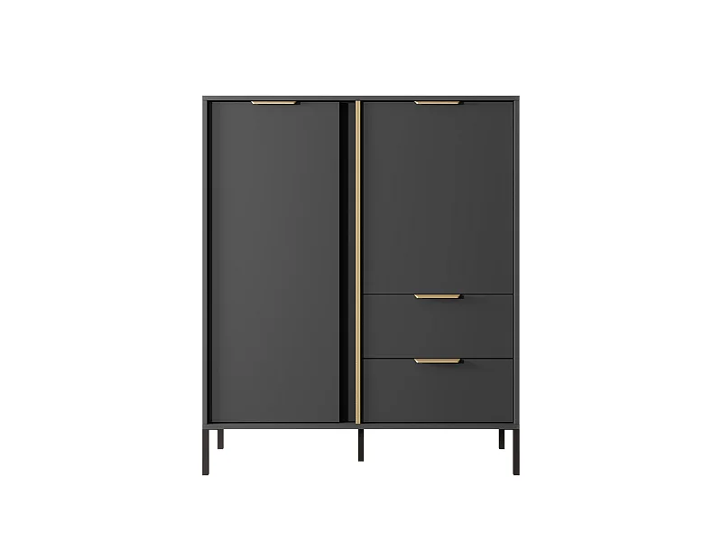 Cassettiera LARS 2D3S 104x40x124 Nero & Oro