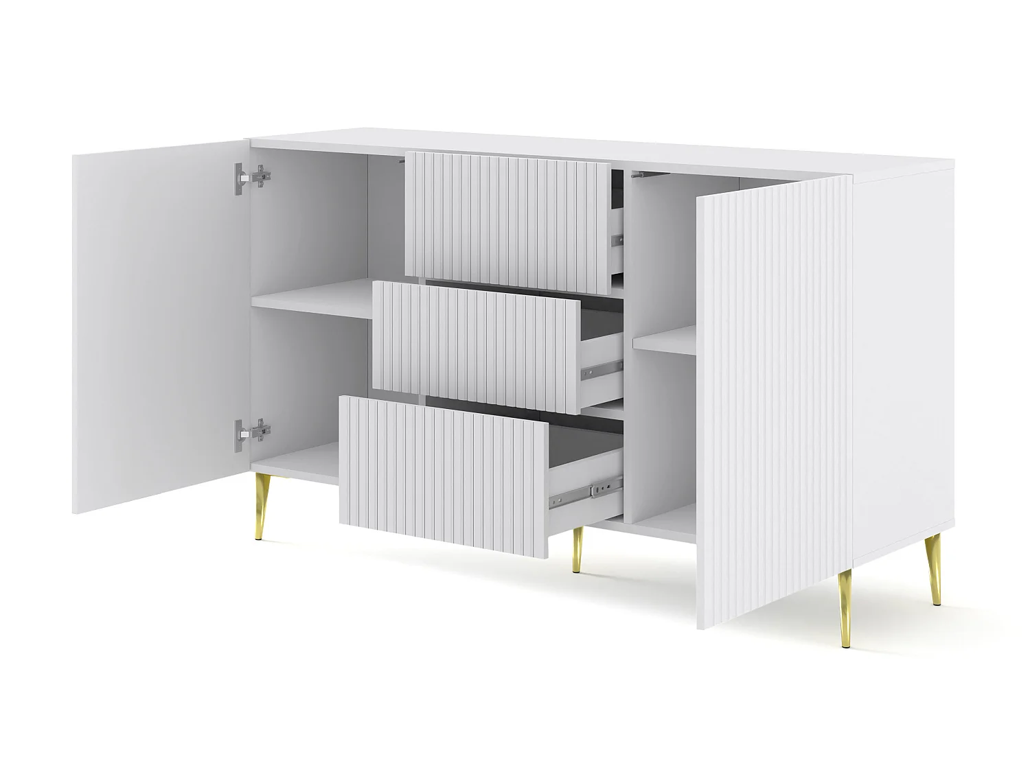 Commode RavennaB 150x42x87 Blanc & Crème
