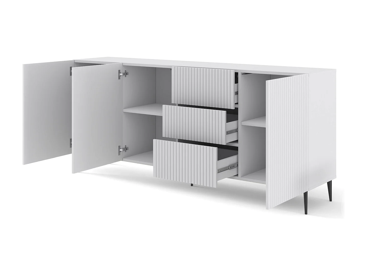 Commode RavennaB 200x42x87 Blanc & Noir