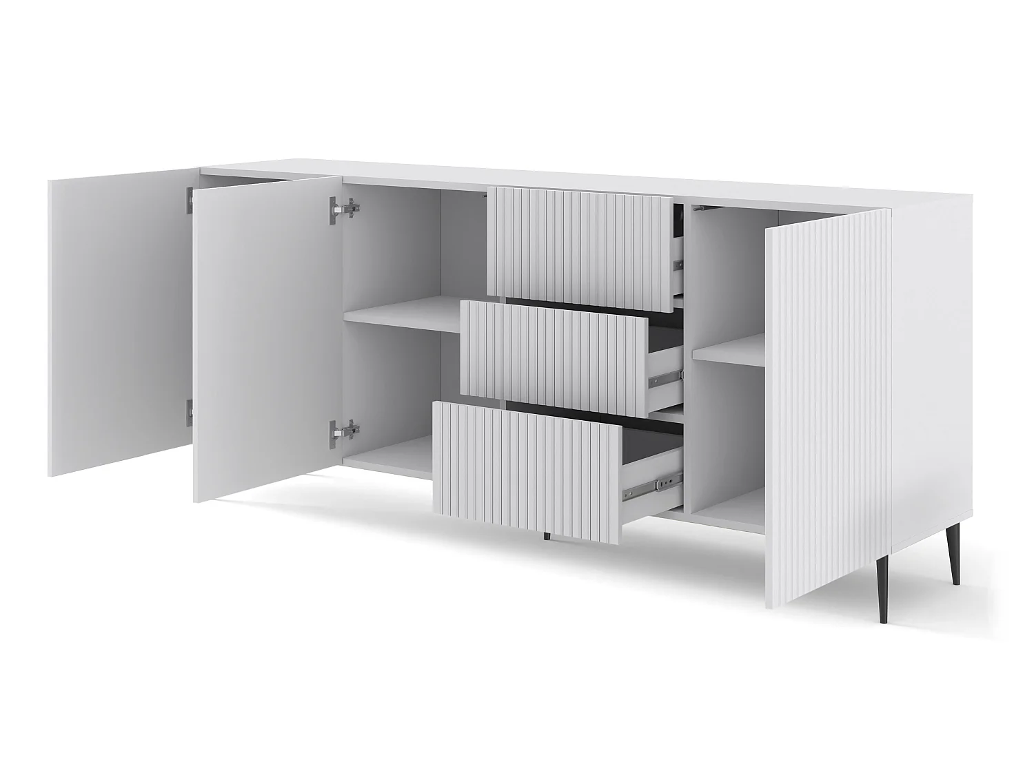 Commode RavennaB 200x42x87 Blanc & Noir