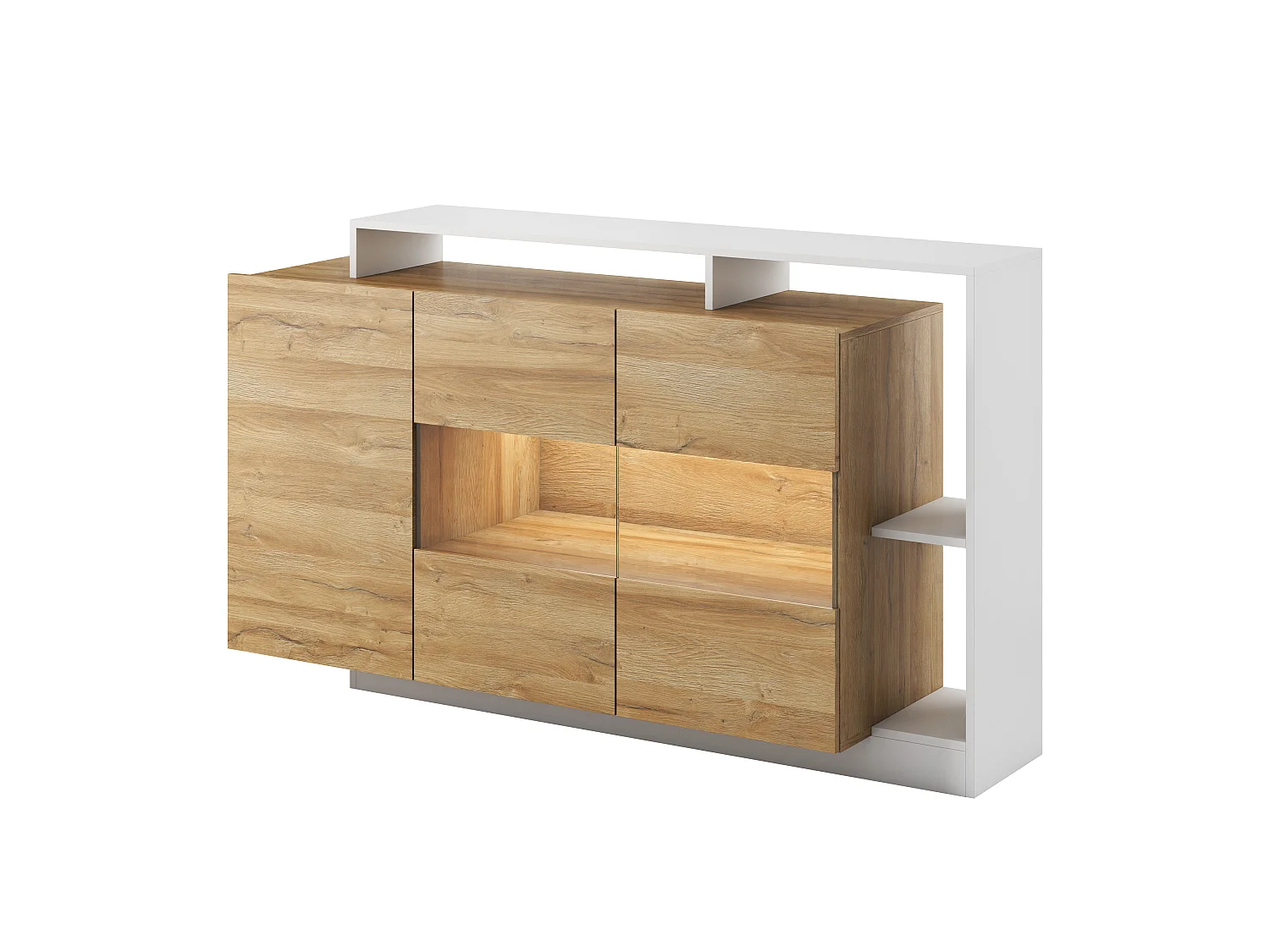 Commode ALVA LED 155x44x94 Crème & Gris
