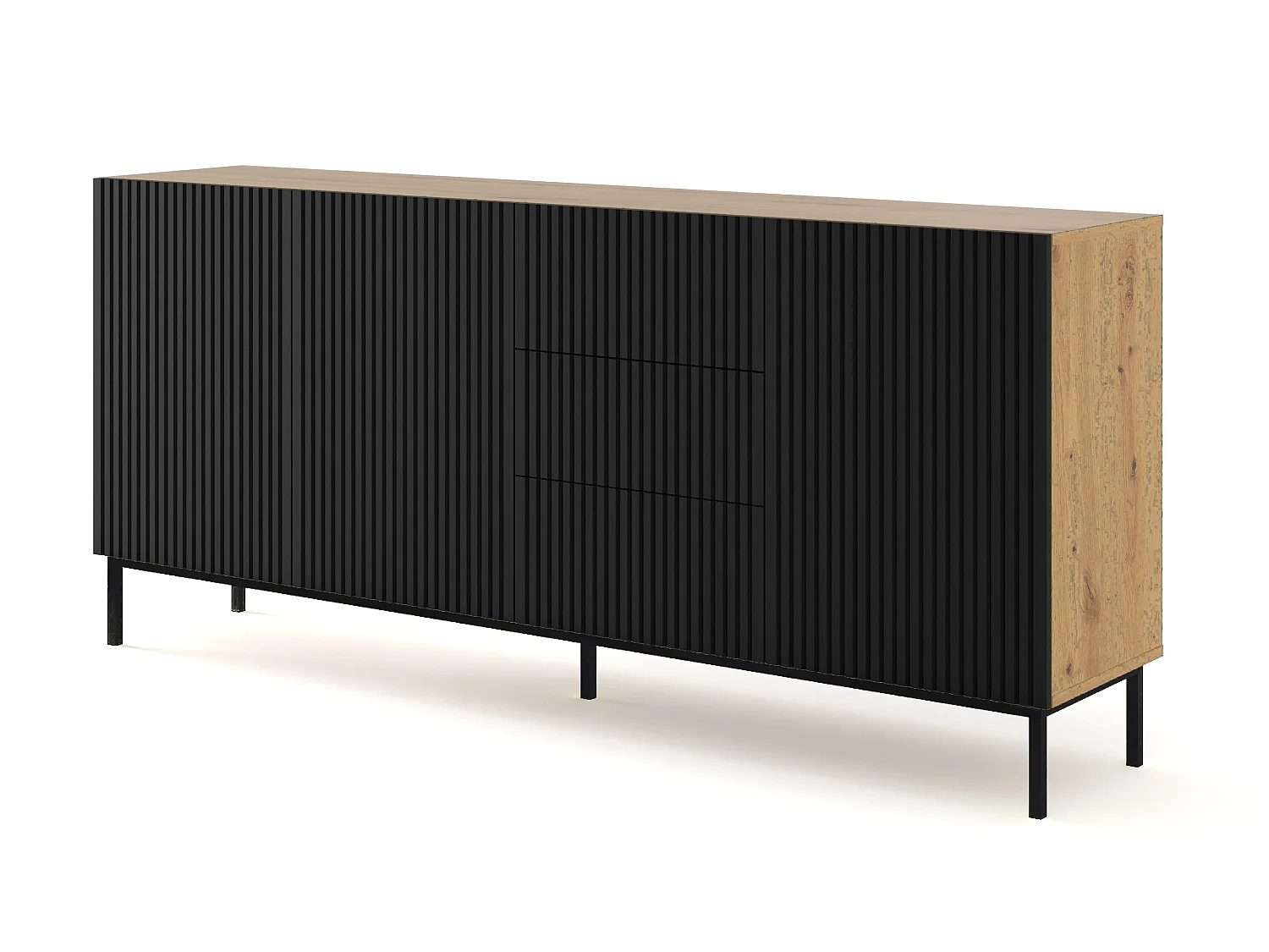 Kommode RavennaB 200x42x89 Creme & Schwarz