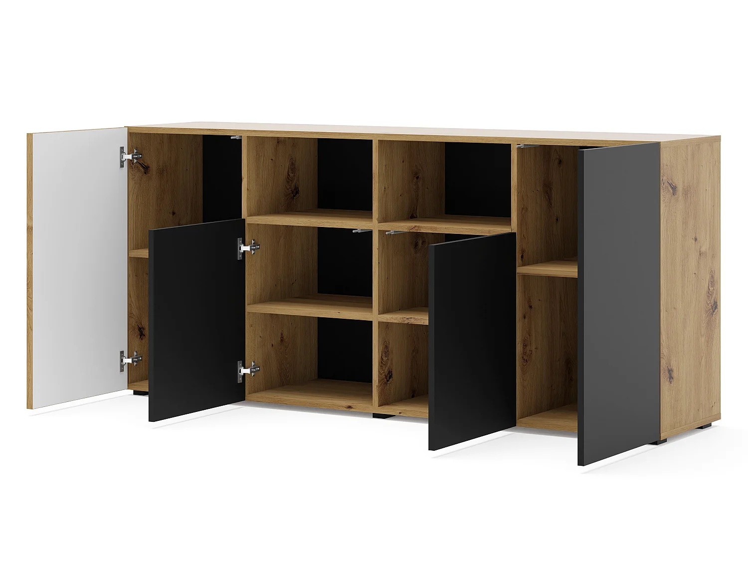 Nera Wood en Zwart 4-deurs dressoir
