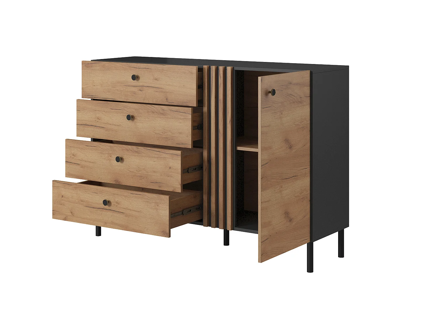 Commode DECO D4S 139x40x97 Crème & Gris