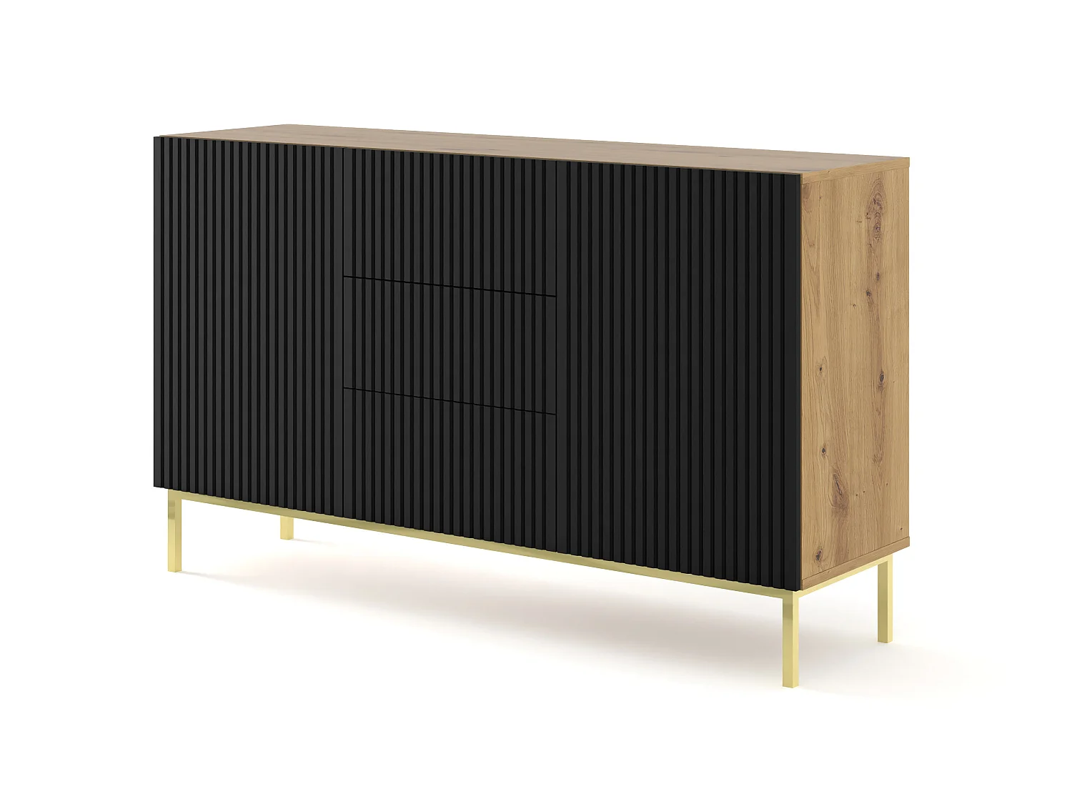 Commode RavennaB 150x42x89 Crème & Noir & Doré