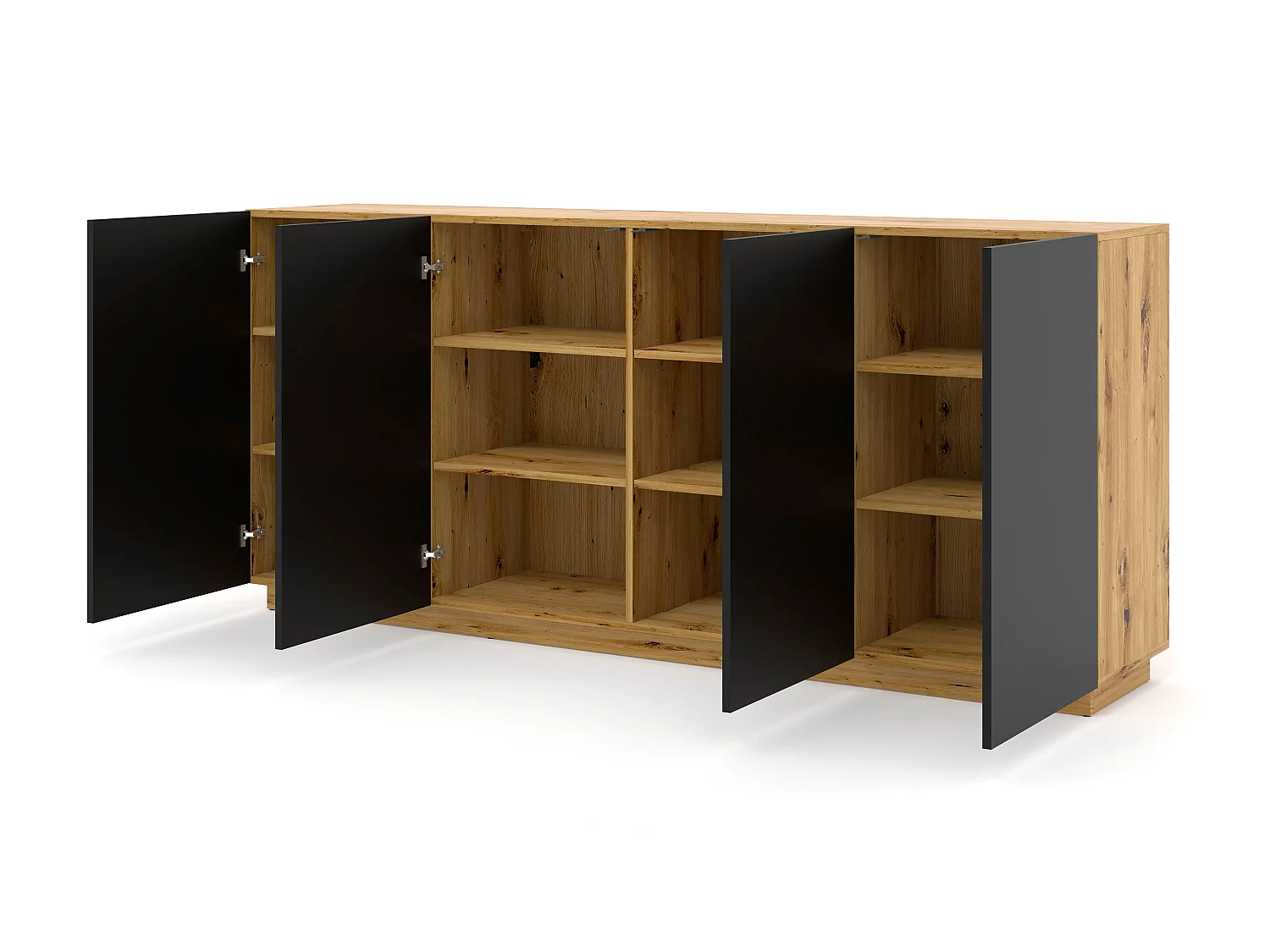 Aurus Hout en Zwart 4-deurs dressoir