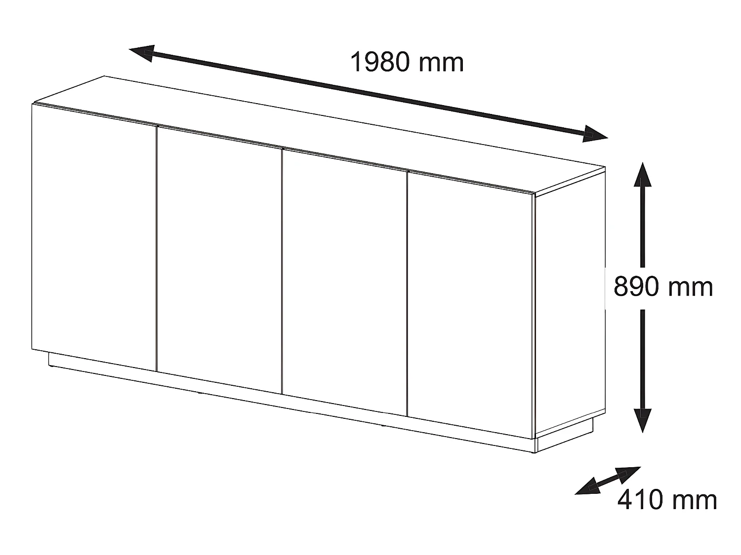 Commode AURA 198x41x89 Crème & Noir