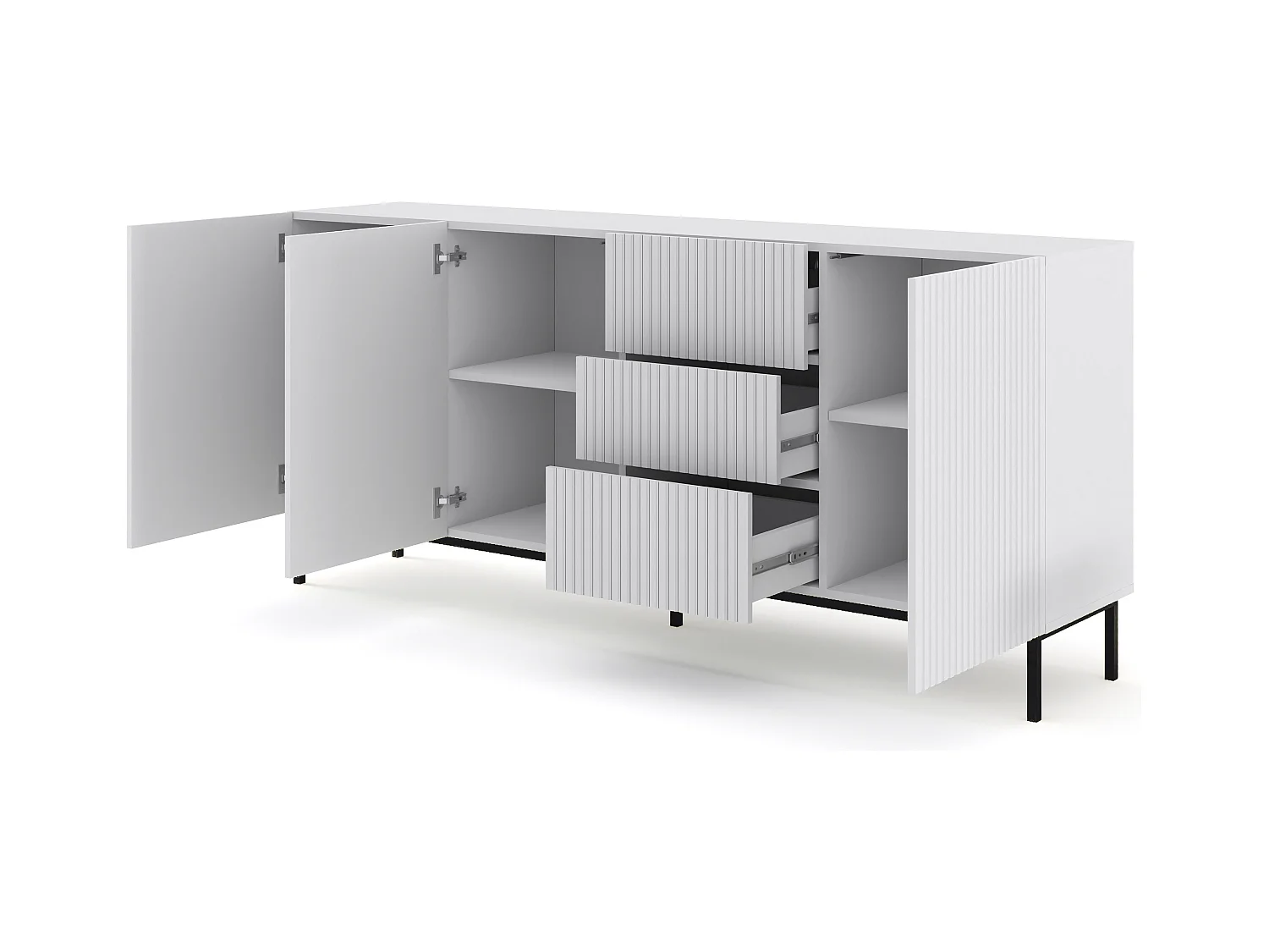 Commode RavennaB 200x42x89 Blanc & Noir