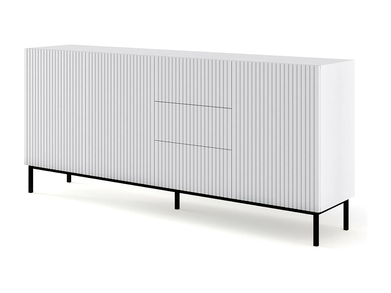 Kommode RavennaB 200x42x89 Weiß & Schwarz