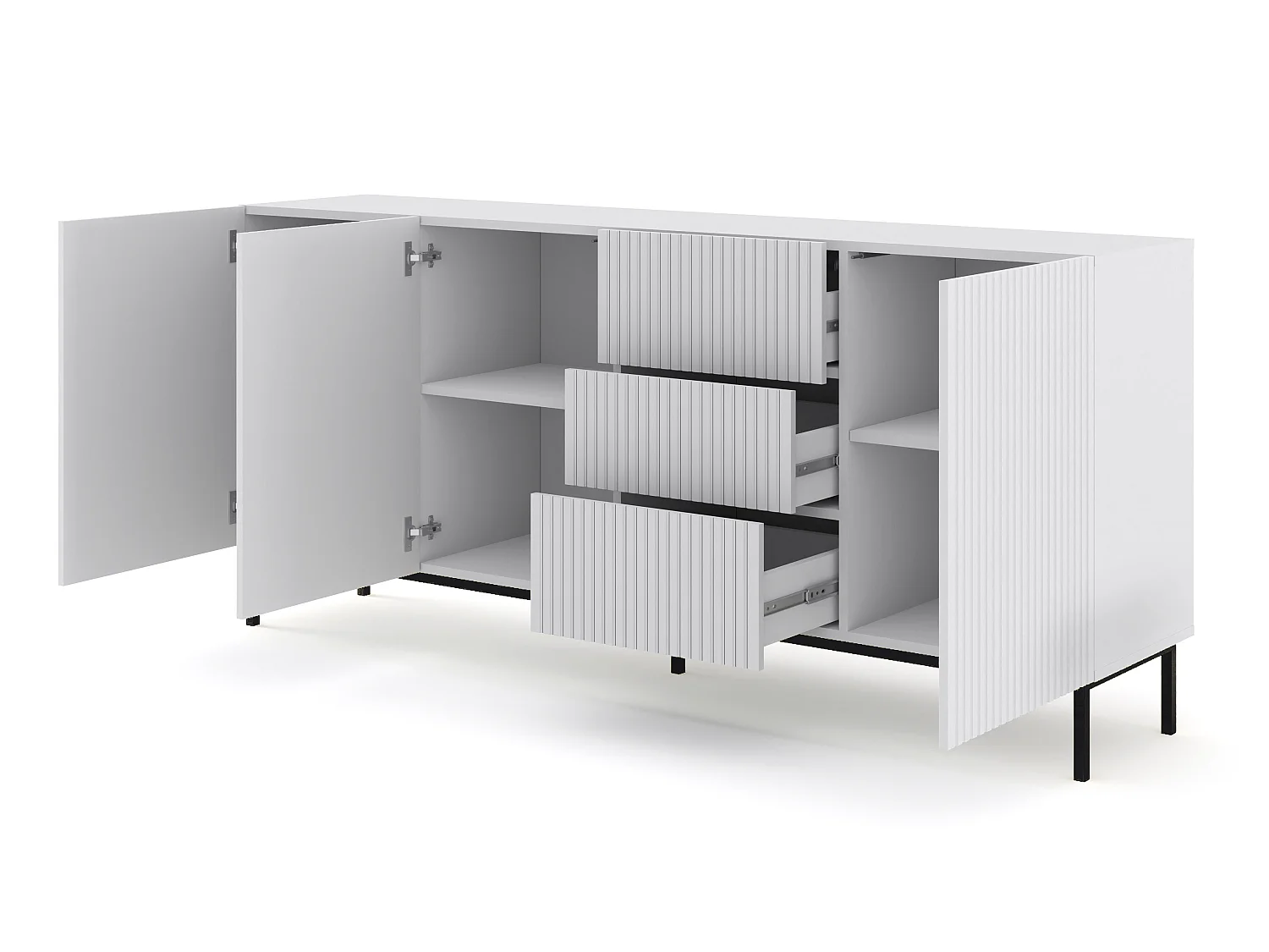 Commode RavennaB 200x42x89 Blanc & Noir
