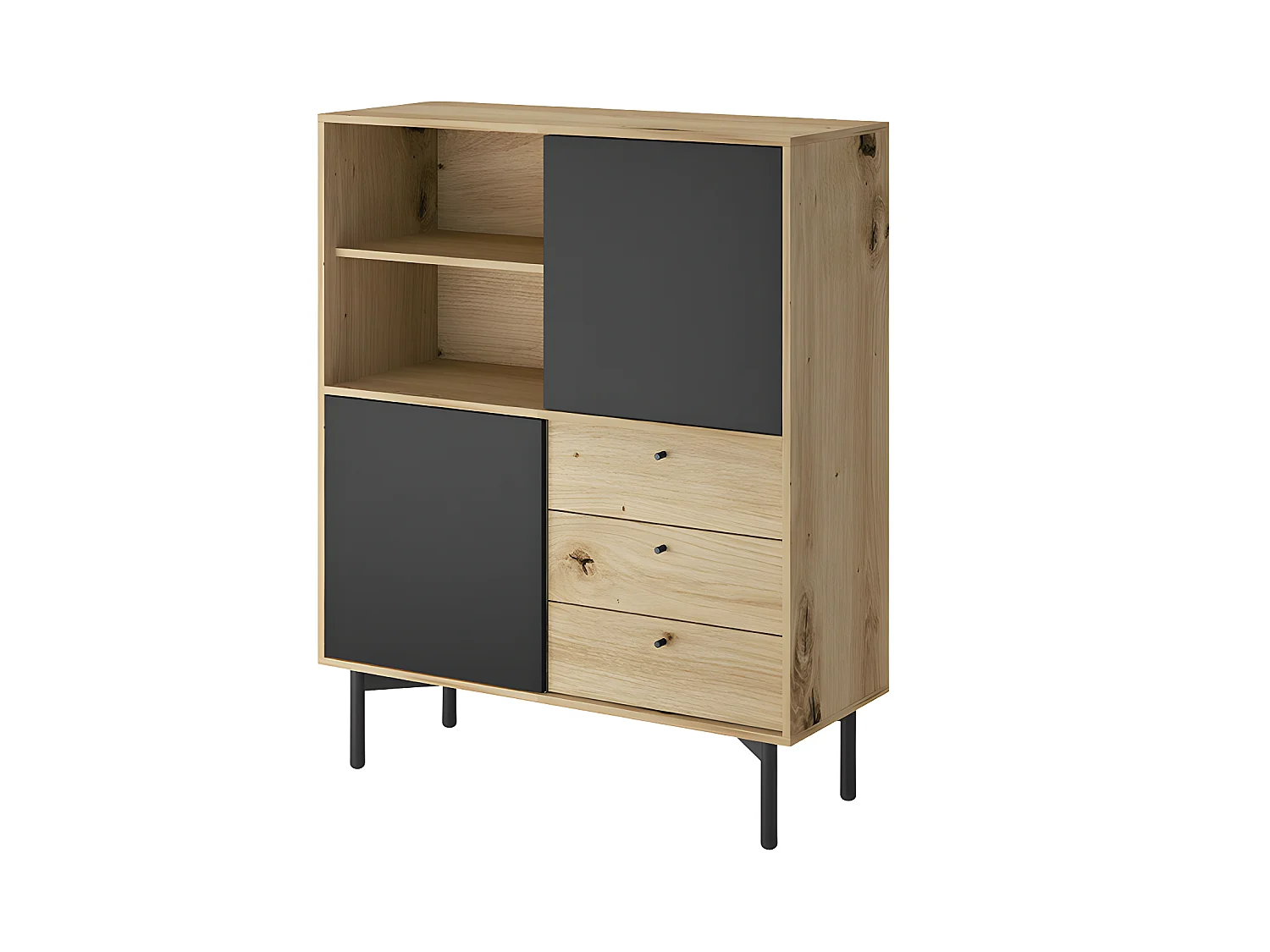 Commode FLOW FR102 102x41x126 Crème & Noir