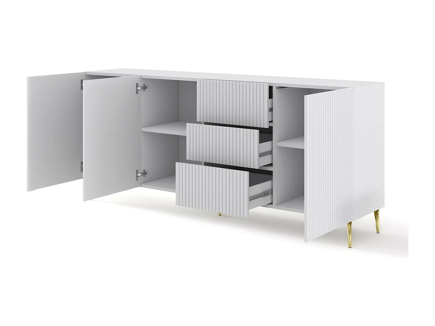 Cassettiera RavennaB 200x42x87 Bianco & Crema