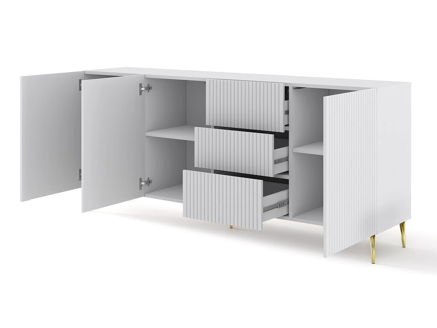 Commode RavennaB 200x42x87 Blanc & Crème