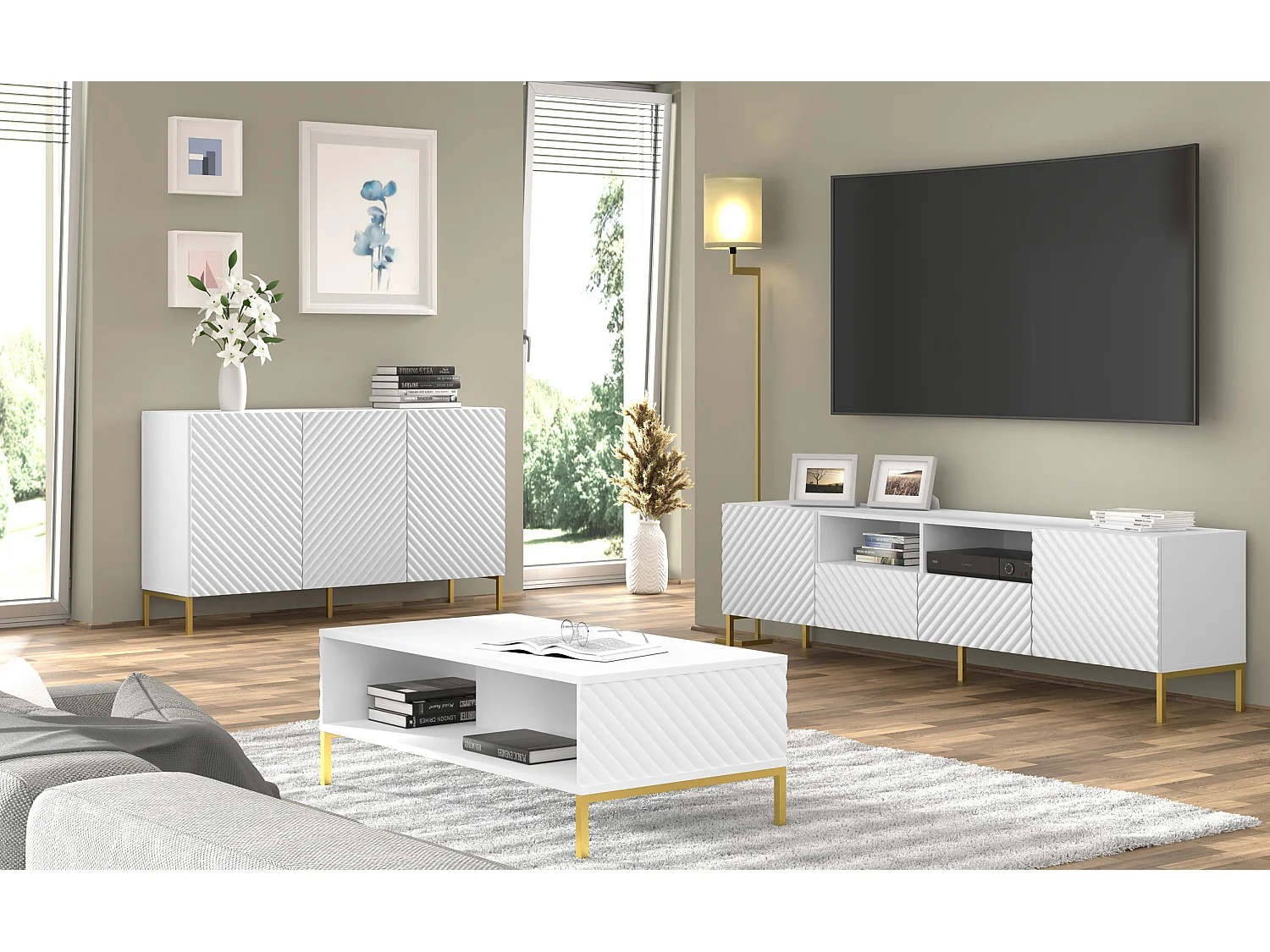 Cómoda SURF 150 3D 150x42x87 Blanco