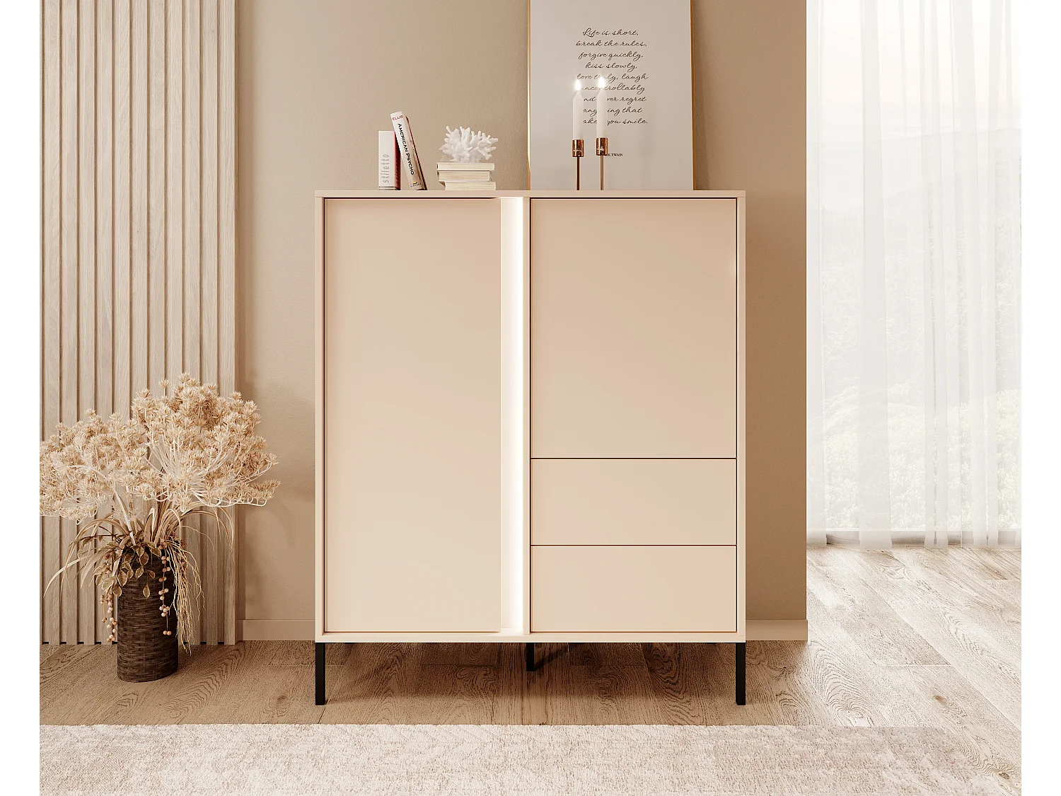 Cassettiera DAST 2D2S LED 104x40x124 Beige