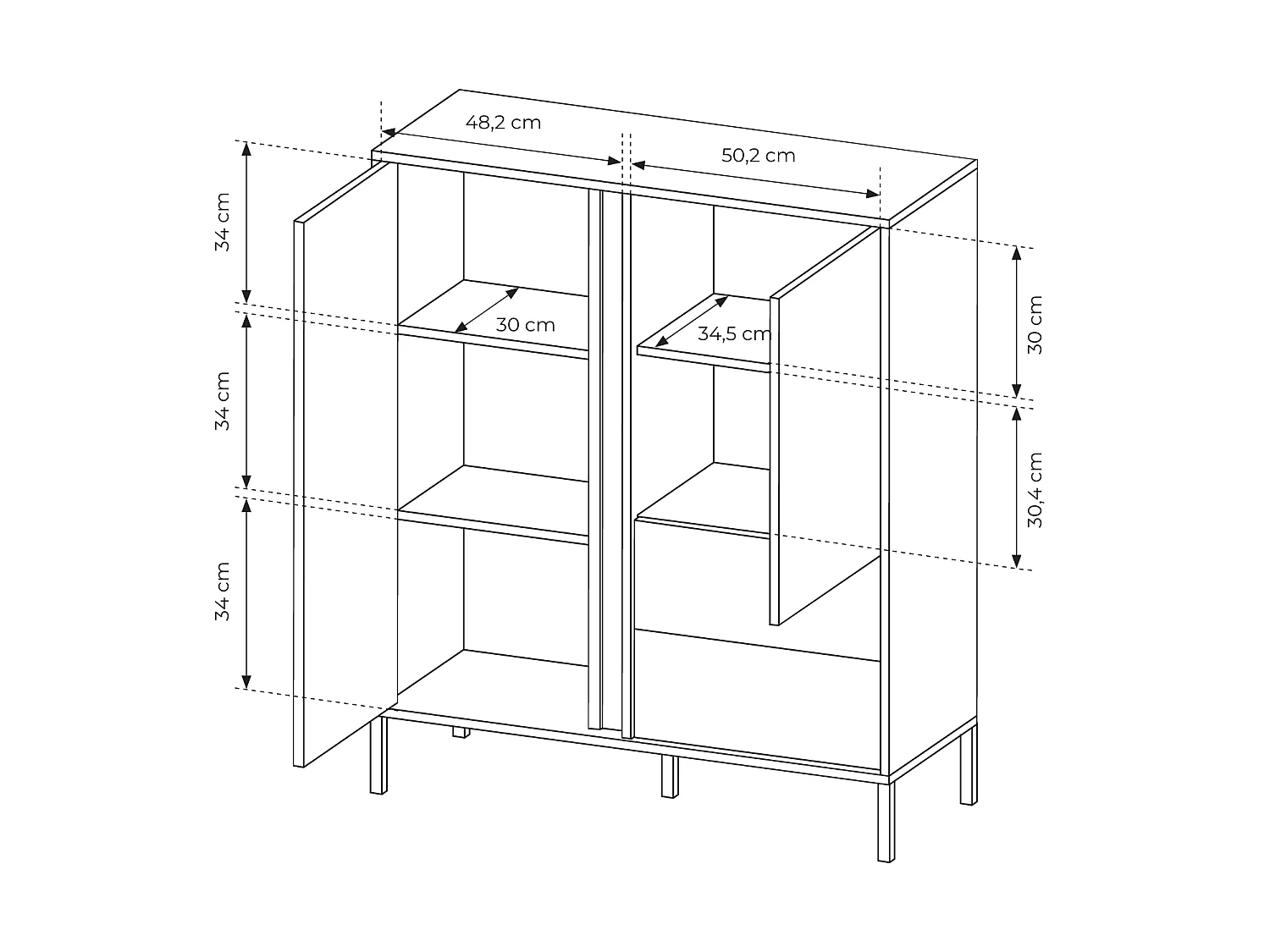 Cassettiera DAST 2D2S LED 104x40x124 Beige