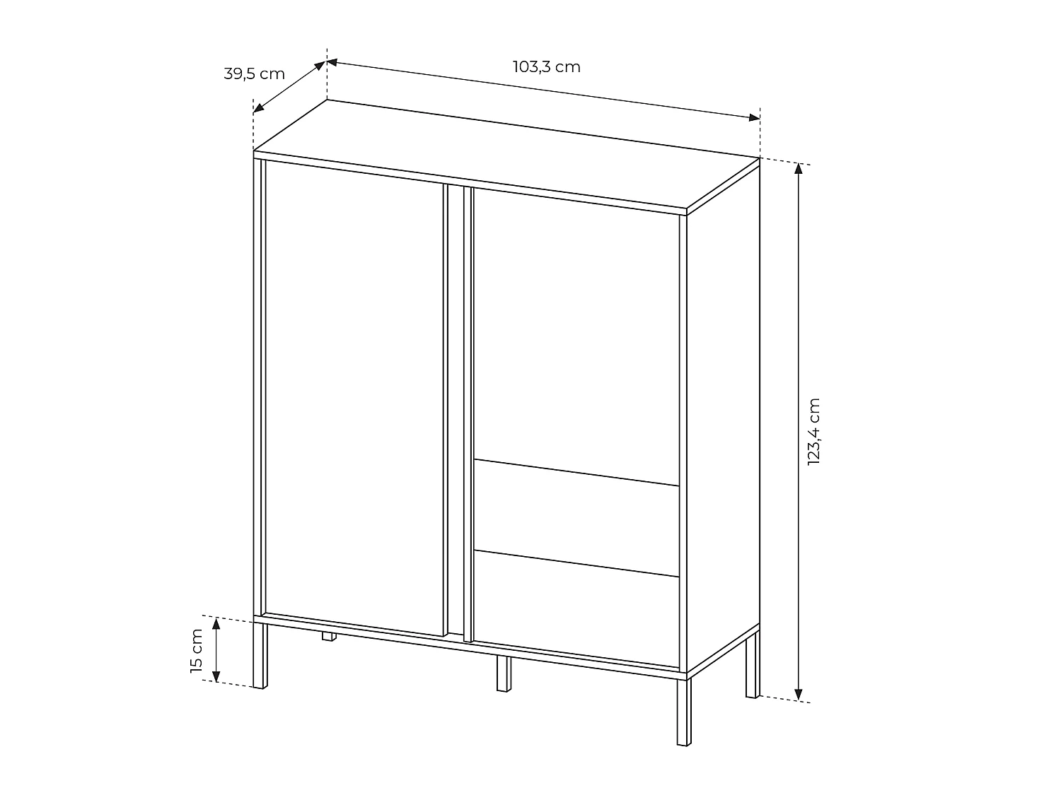 Cómoda DAST 2D2S LED 104x40x124 Beige