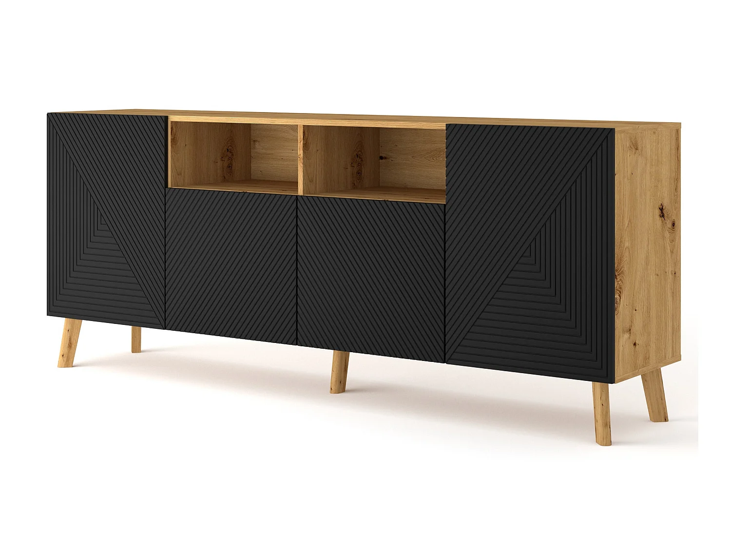 Commode LUXI 195x42x80 Crème & Noir