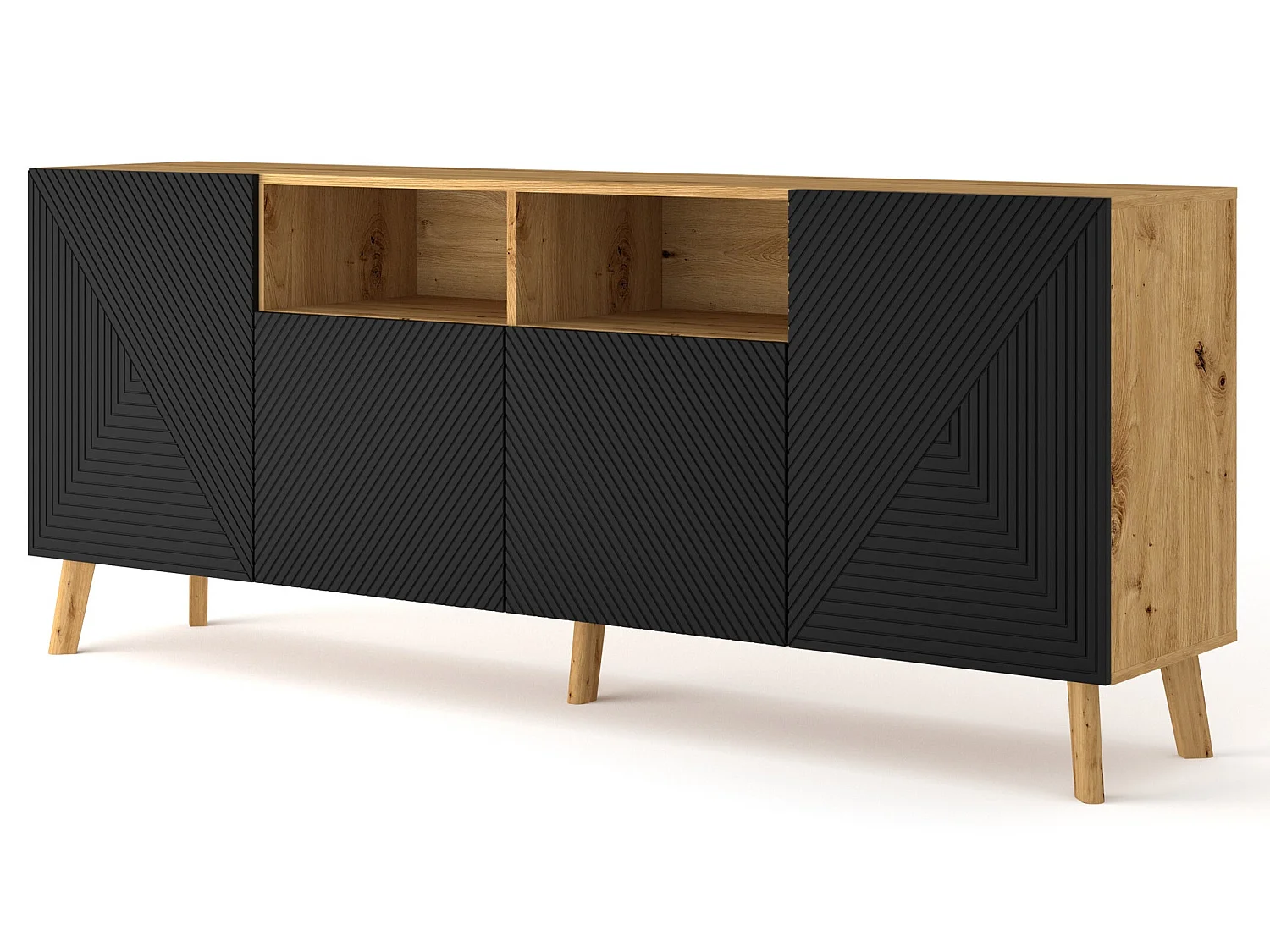 Nexa Houten en zwarte 4-deurs buffetkast