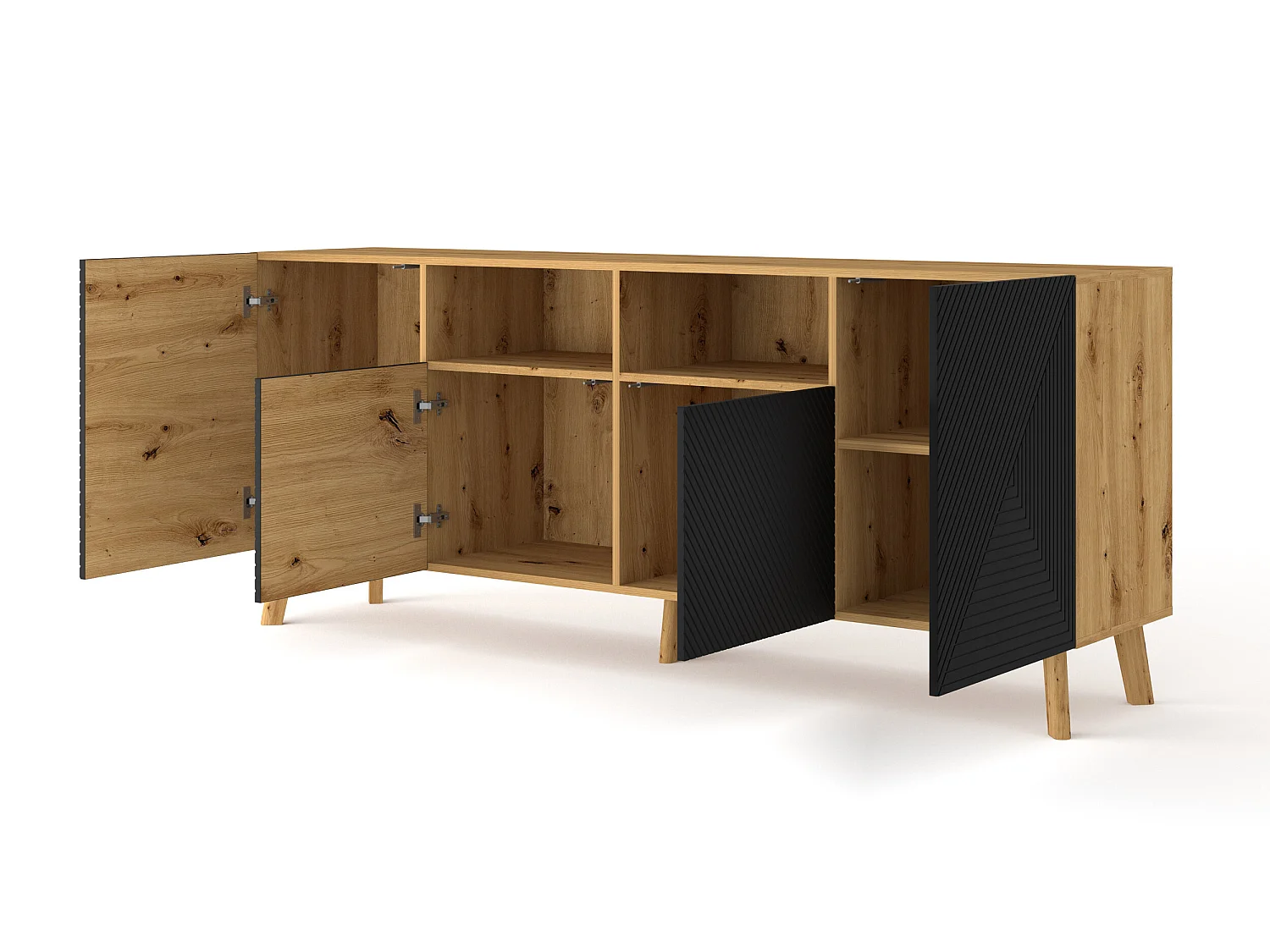 Nexa Houten en zwarte 4-deurs buffetkast