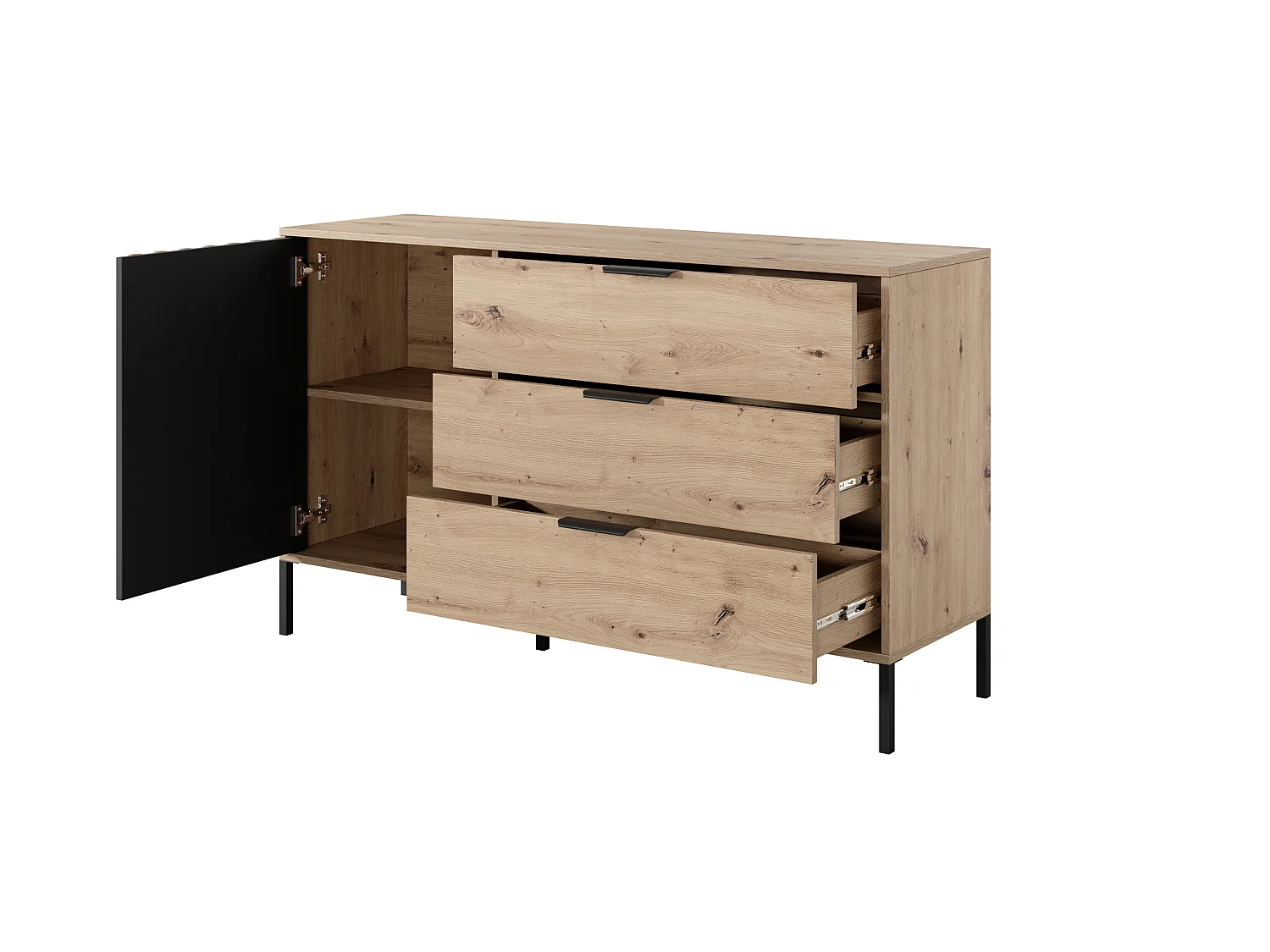 Cassettiera TALLY 138 138x40x82 Crema & Nero