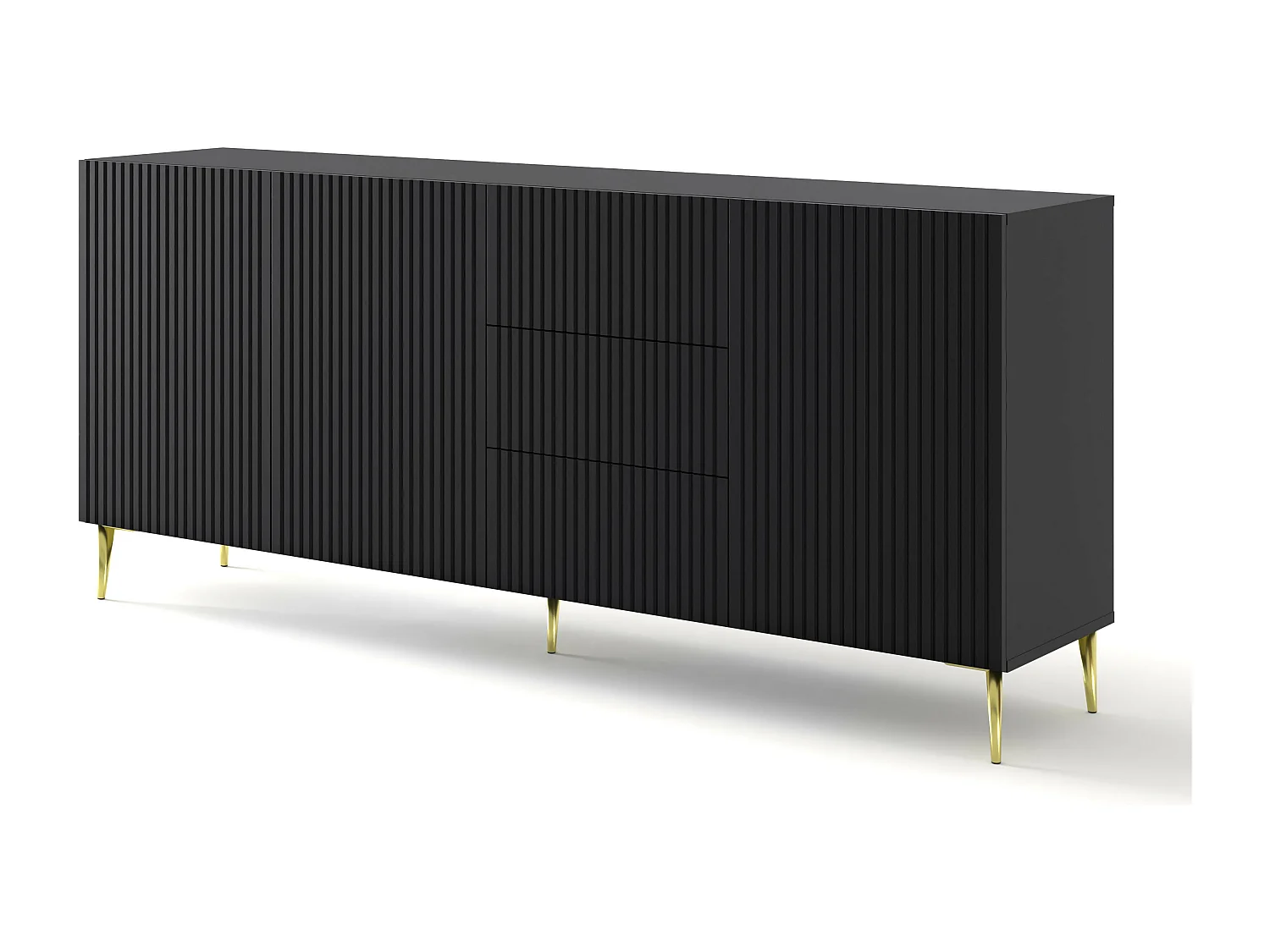 Cassettiera RavennaB 200x42x87 Nero & Oro