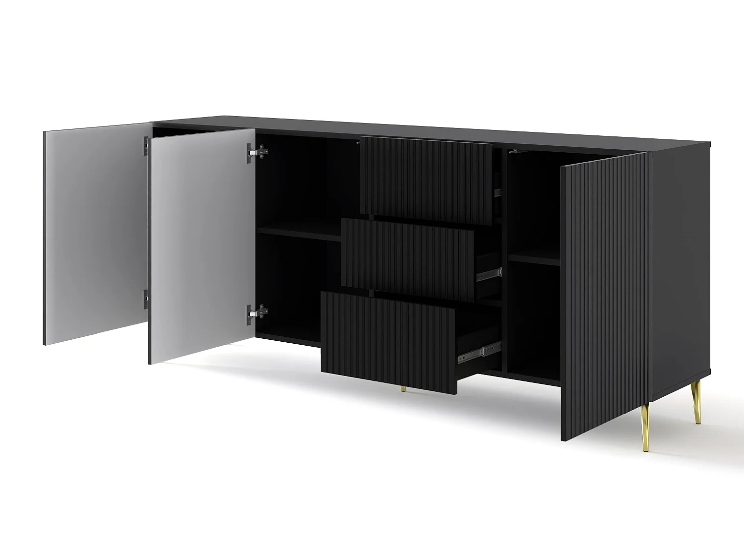 Cassettiera RavennaB 200x42x87 Nero & Oro