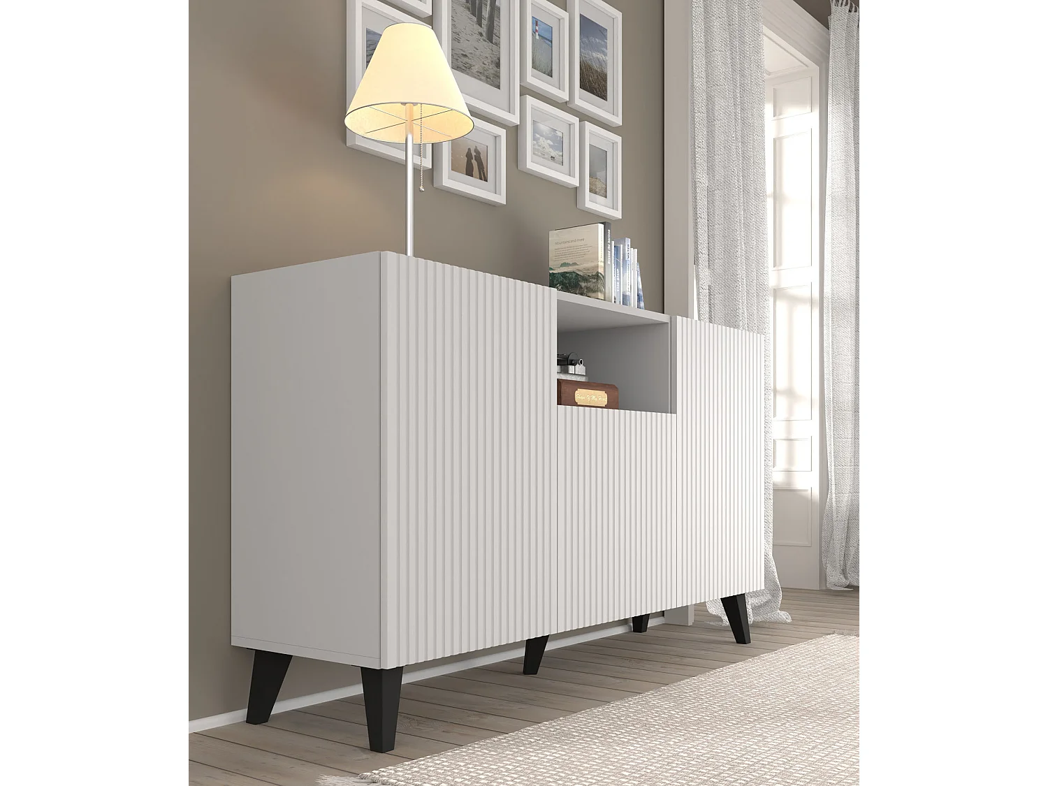 Cassettiera Ravenna PB 150 2D1DM 150x42x87 Bianco & Nero