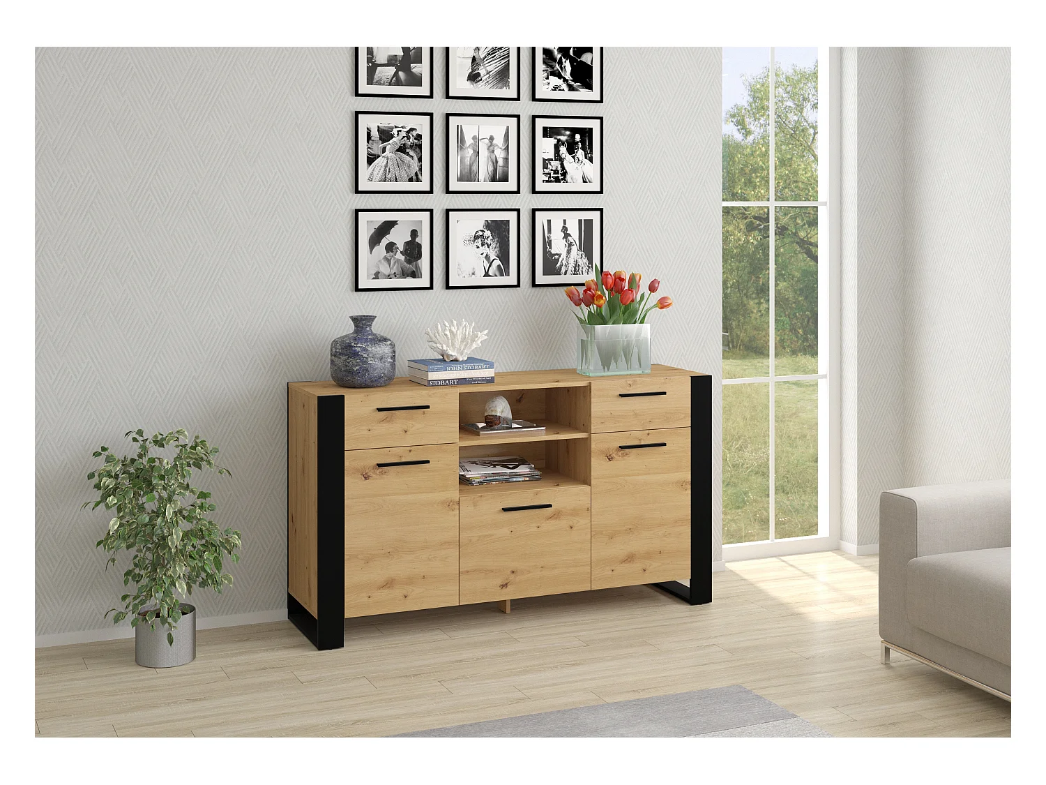 Kommode NUKA 155x45x87 Beige