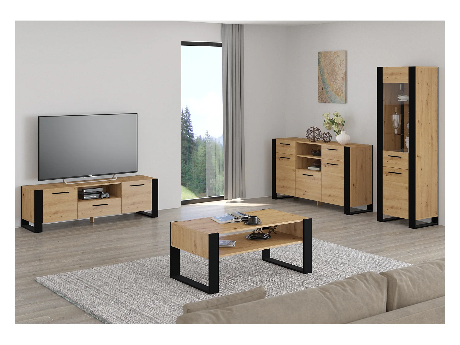 Kommode NUKA 155x45x87 Beige