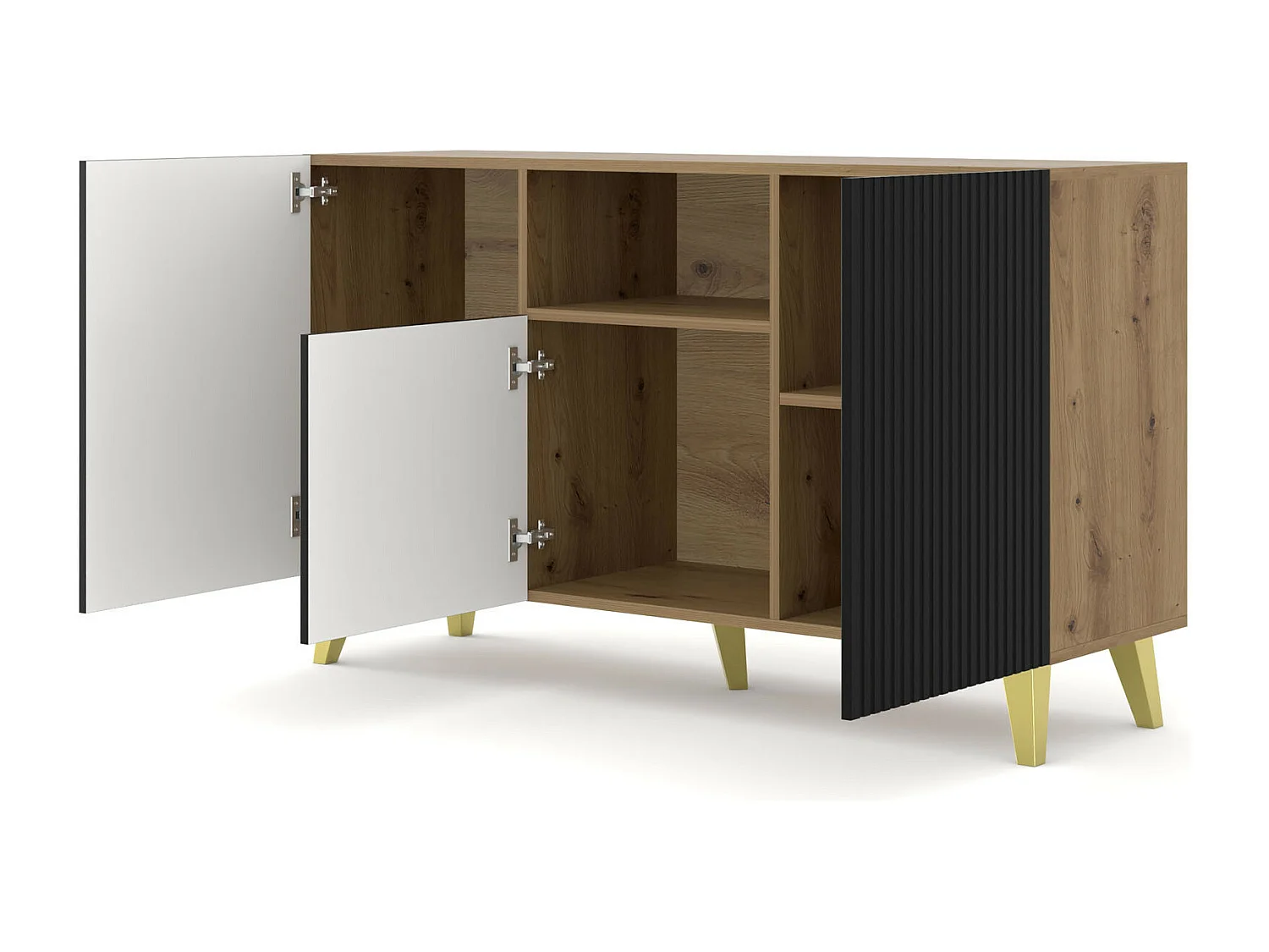 Cassettiera Ravenna PB 150 2D1DM 150x42x87 Crema & Nero & Oro