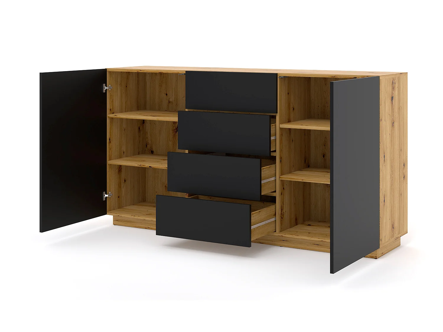 Cómoda AURA 164x41x89 Crema & Negro