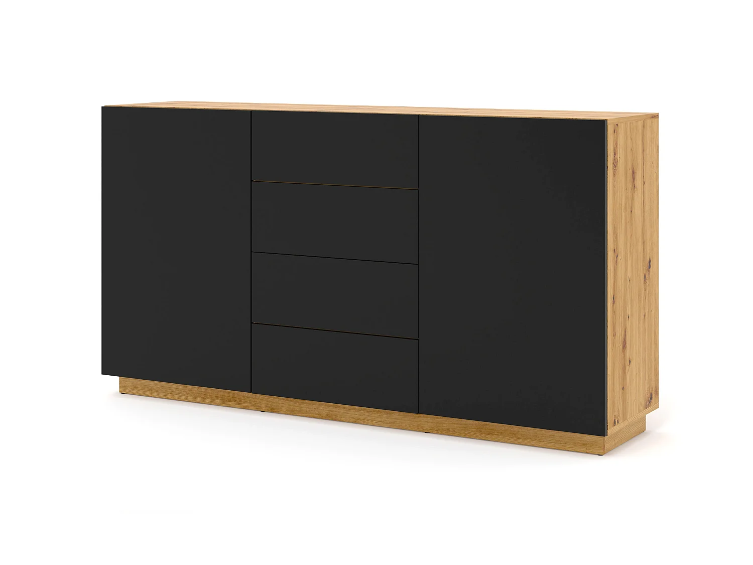 Aurus Hout en Zwart 2-deurs dressoir met 4 laden