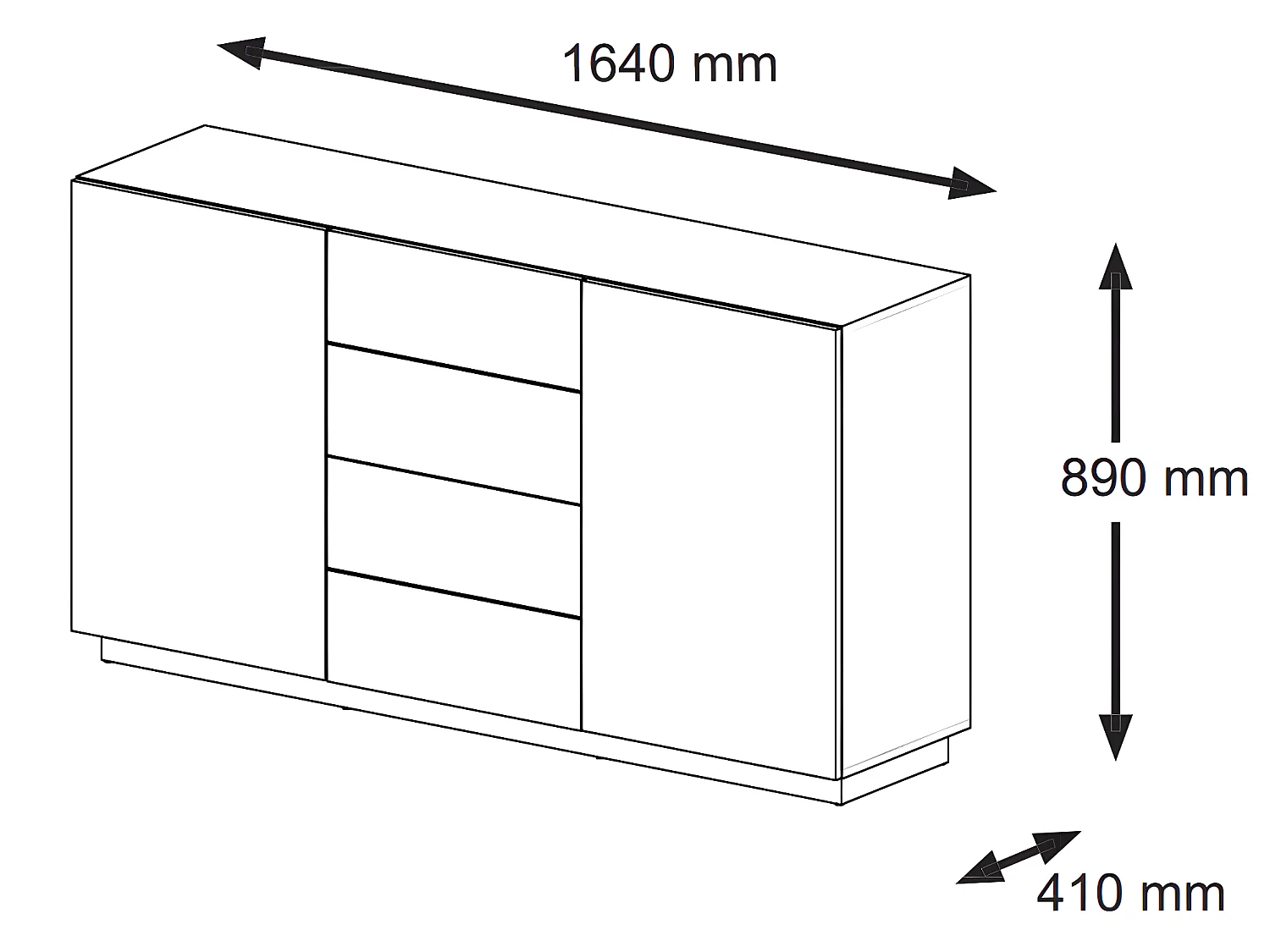 Cómoda AURA 164x41x89 Crema & Negro