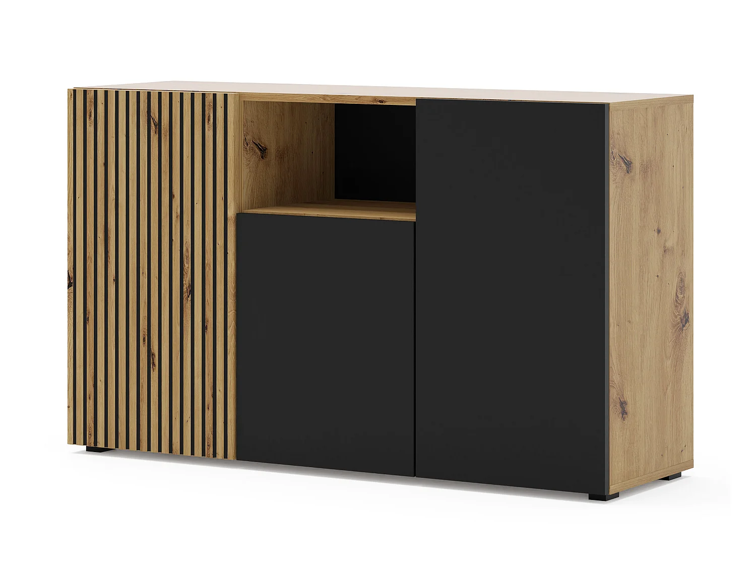 Nera Hout en Zwart 3-deurs dressoir
