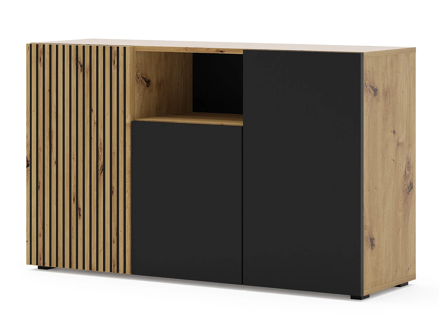 Nera Hout en Zwart 3-deurs dressoir