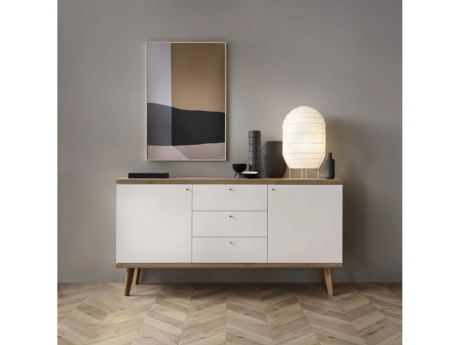 Kommode PRIMO PKSZ160 160x40x83 Creme & Weiß