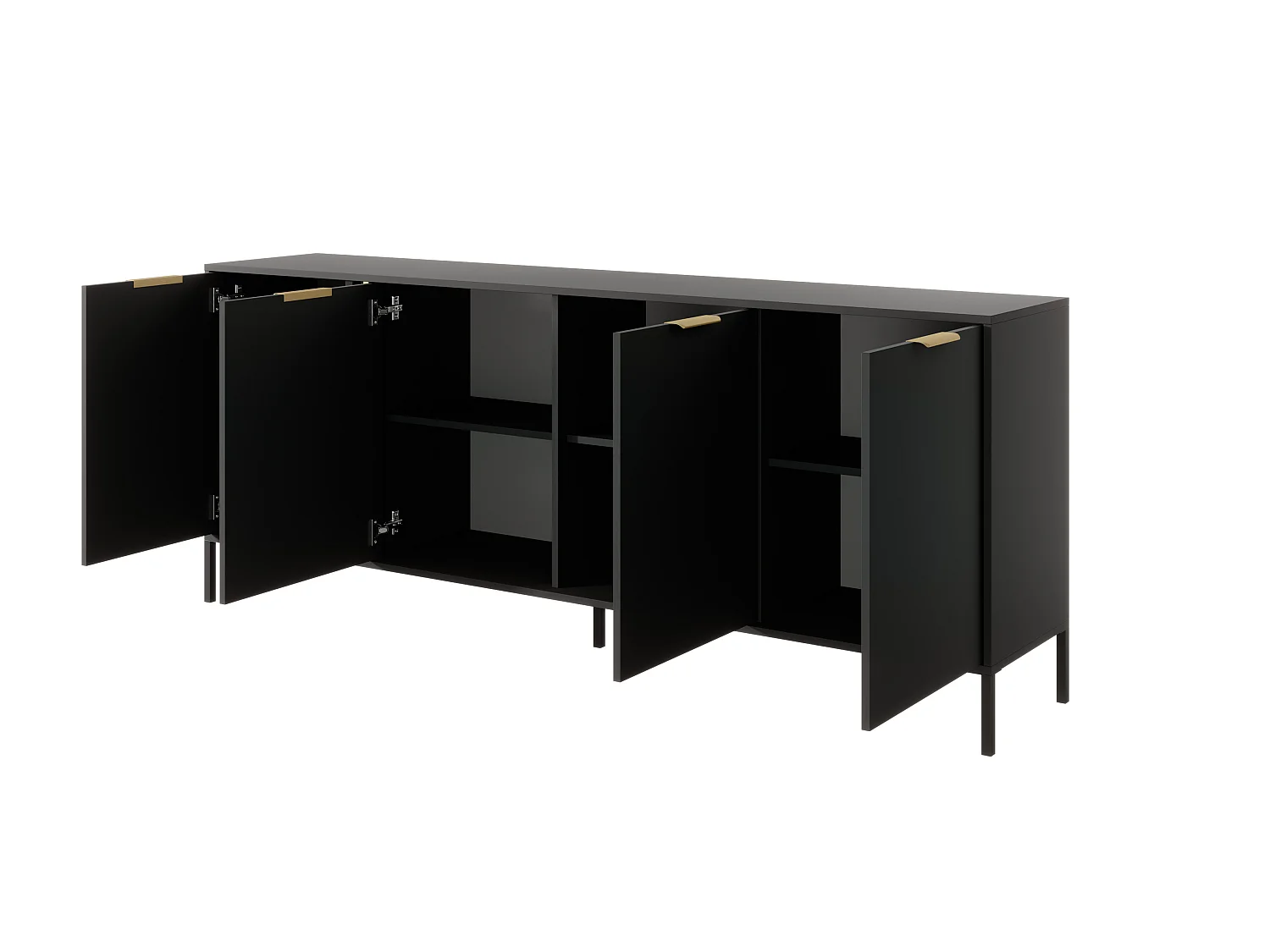 Commode LARS 4D 203x40x82 Noir & Doré
