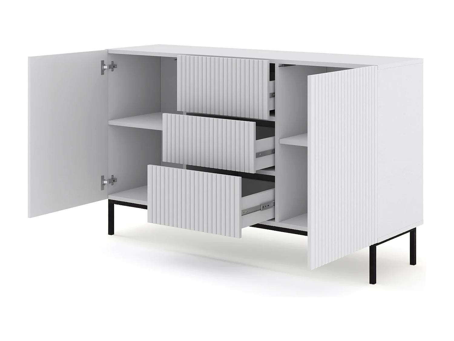 Cassettiera RavennaB 150x42x89 Bianco & Nero