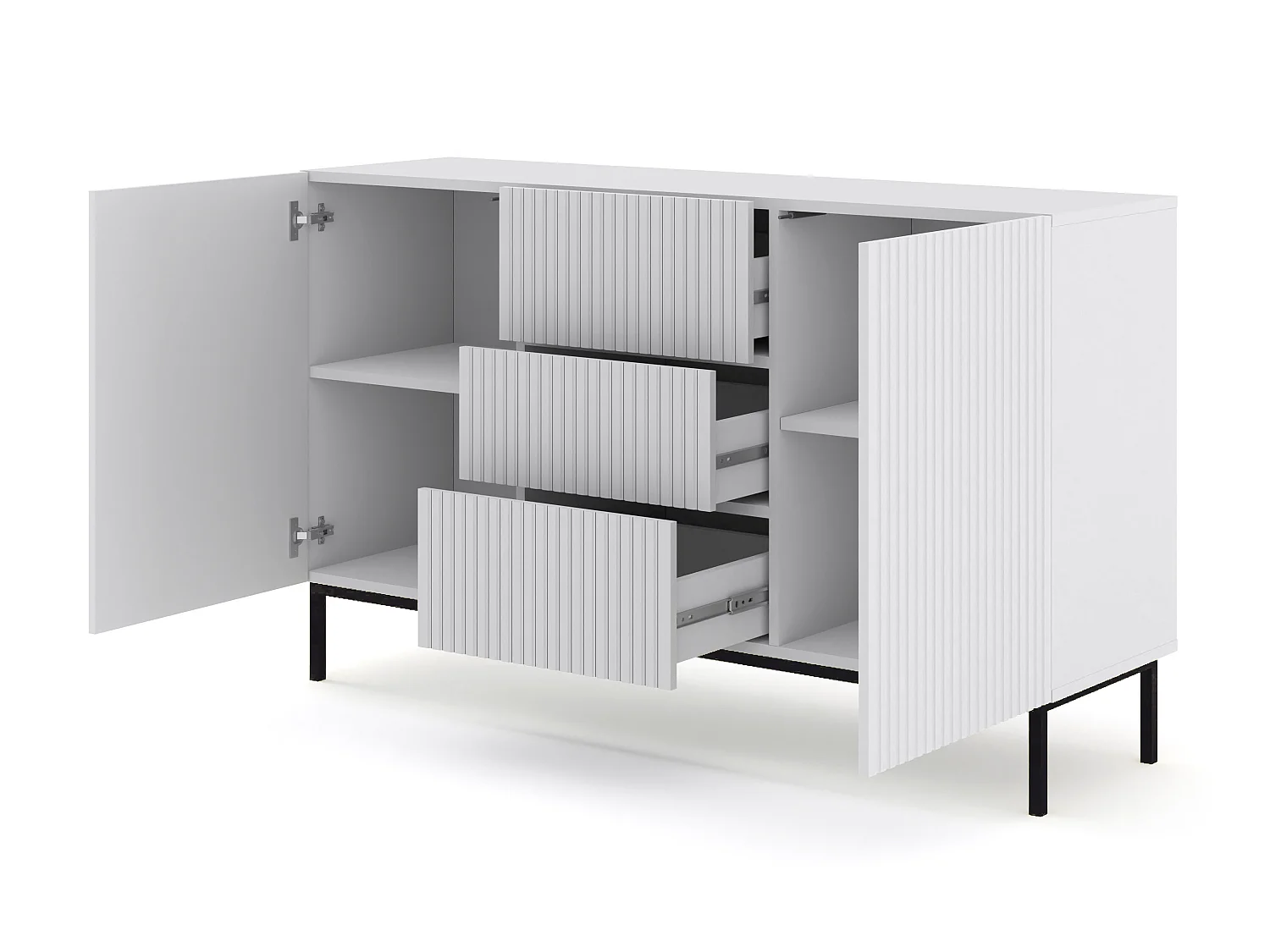 Commode RavennaB 150x42x89 Blanc & Noir