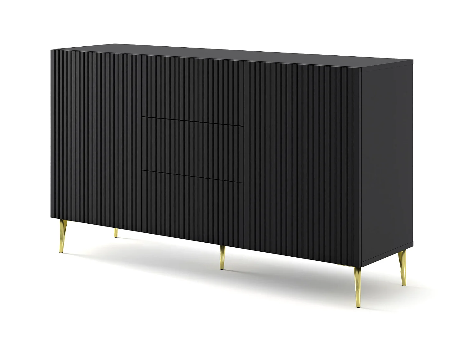 Kommode RavennaB 150x42x87 Schwarz & Golden