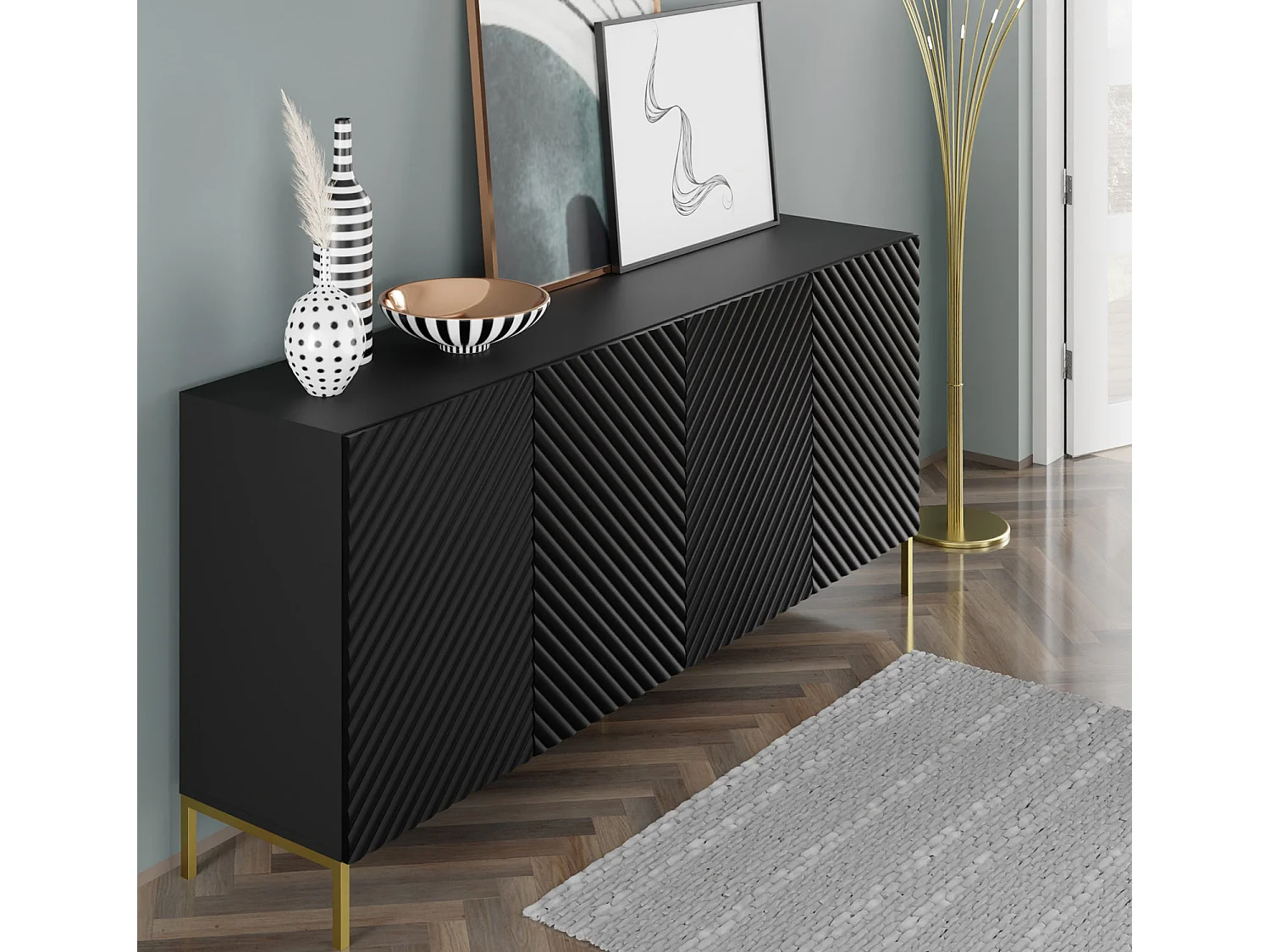 Cómoda SURF 200 4D 200x42x87 Negro