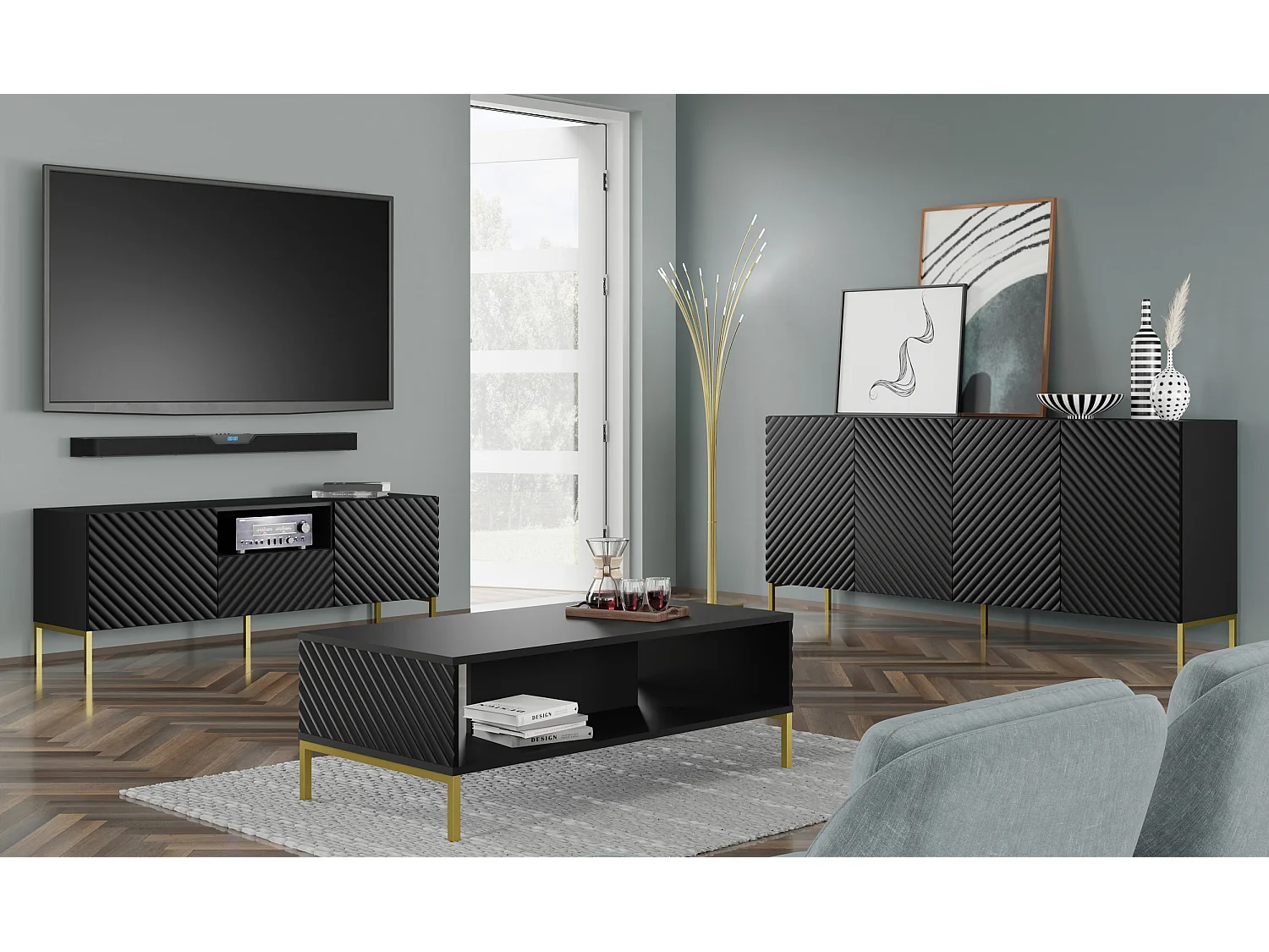 Commode SURF 200 4D 200x42x87 Noir