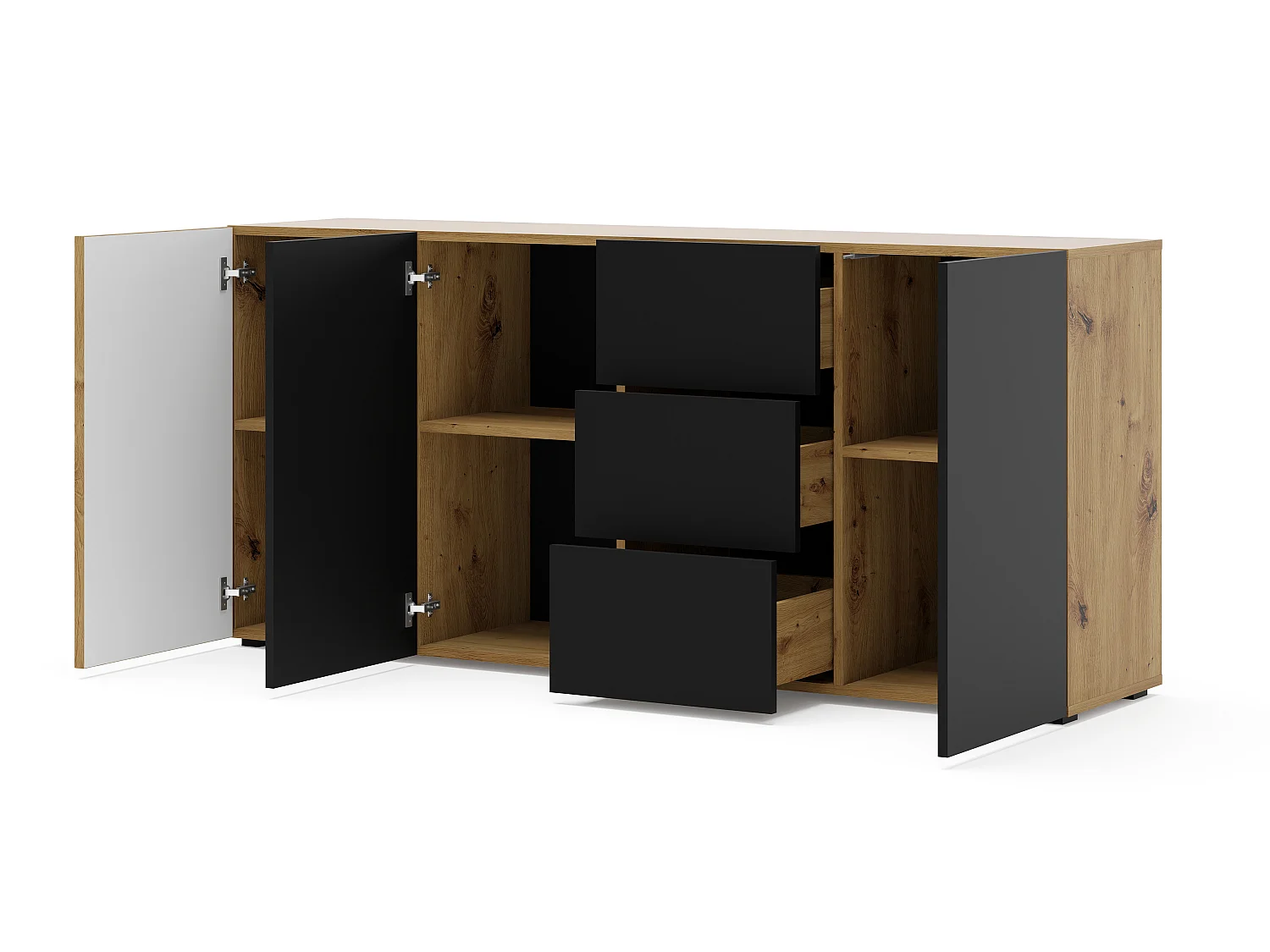 Cómoda AURIS 180x42x82 Crema & Negro