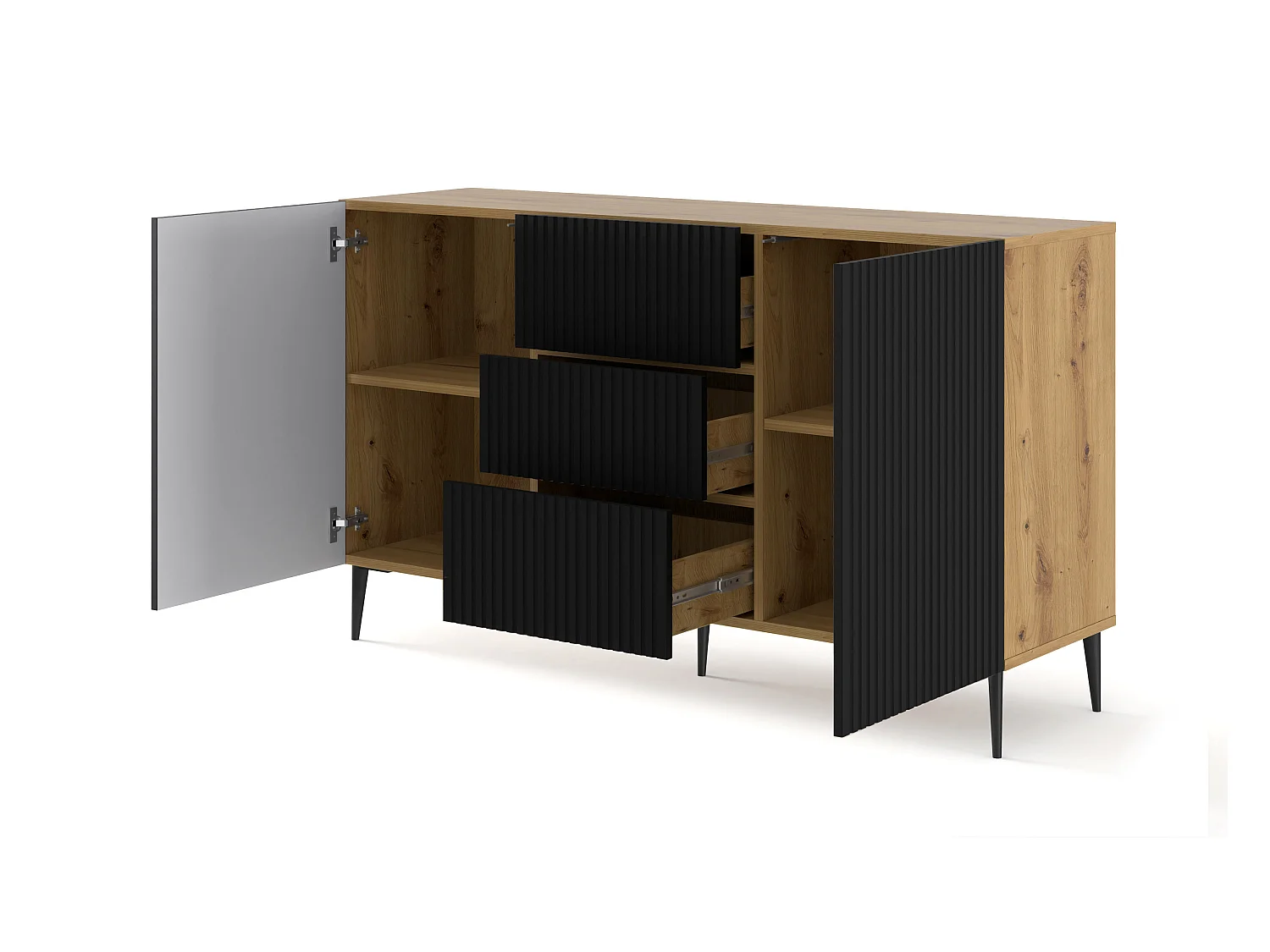 Cassettiera RavennaB 150x42x87 Crema & Nero