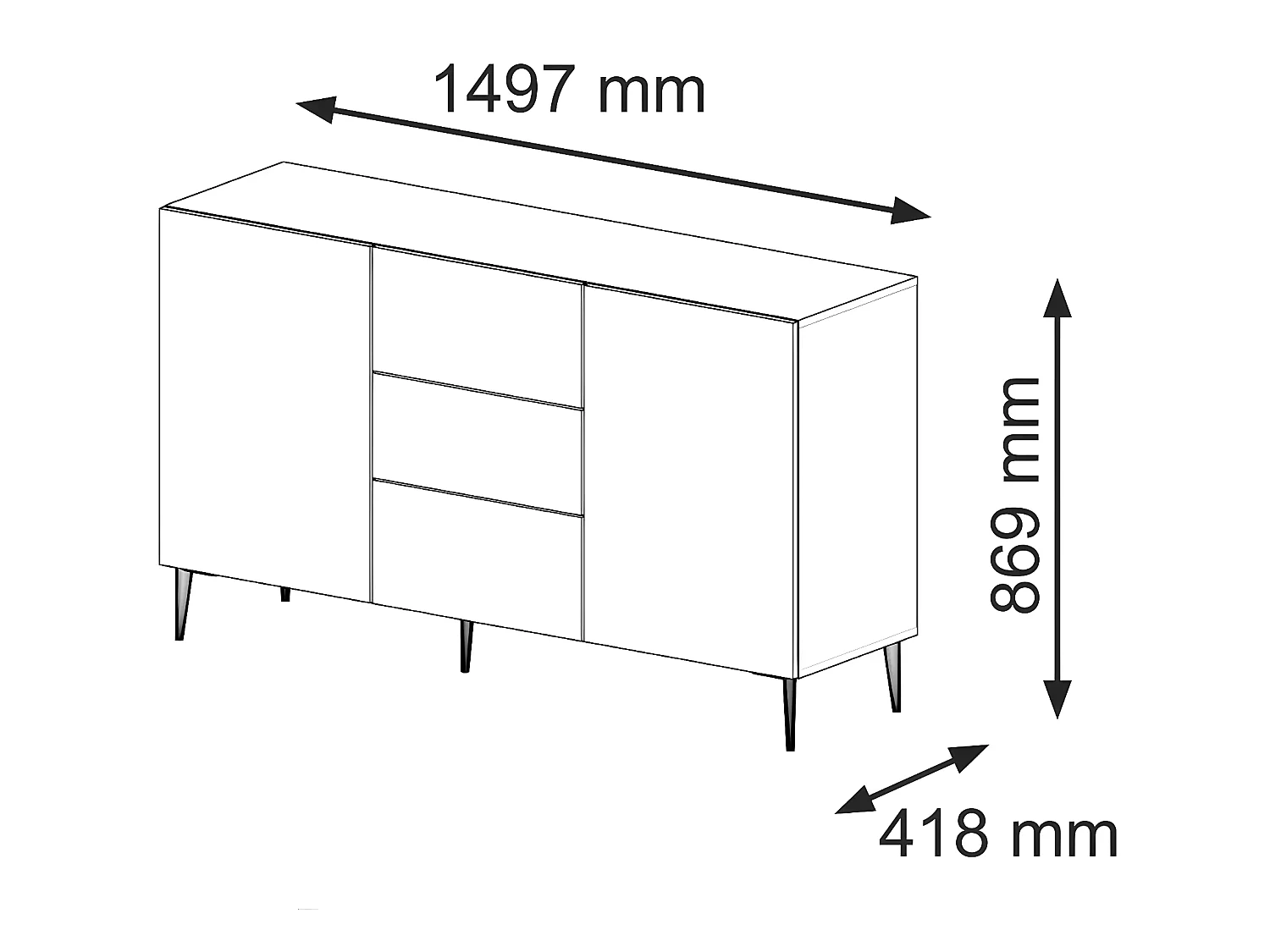 Cassettiera RavennaB 150x42x87 Crema & Nero