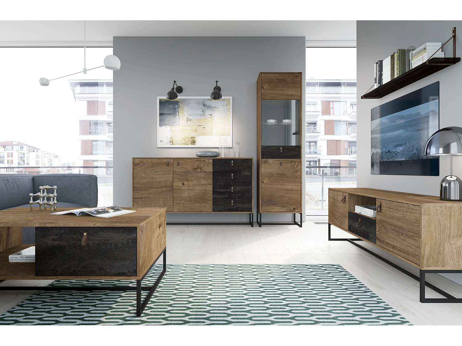 Table basse DARK DL104 104x44x68 Crème & Gris