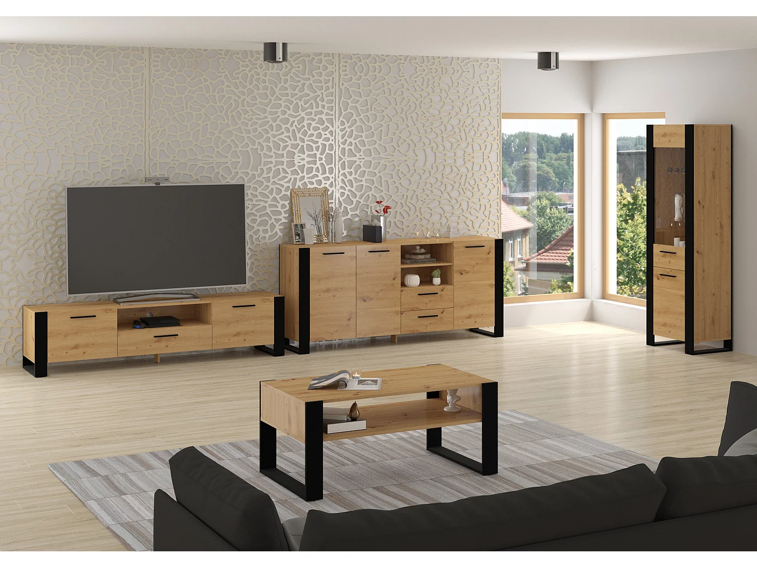 Table basse NUKA 110x60x48 Crème & Noir